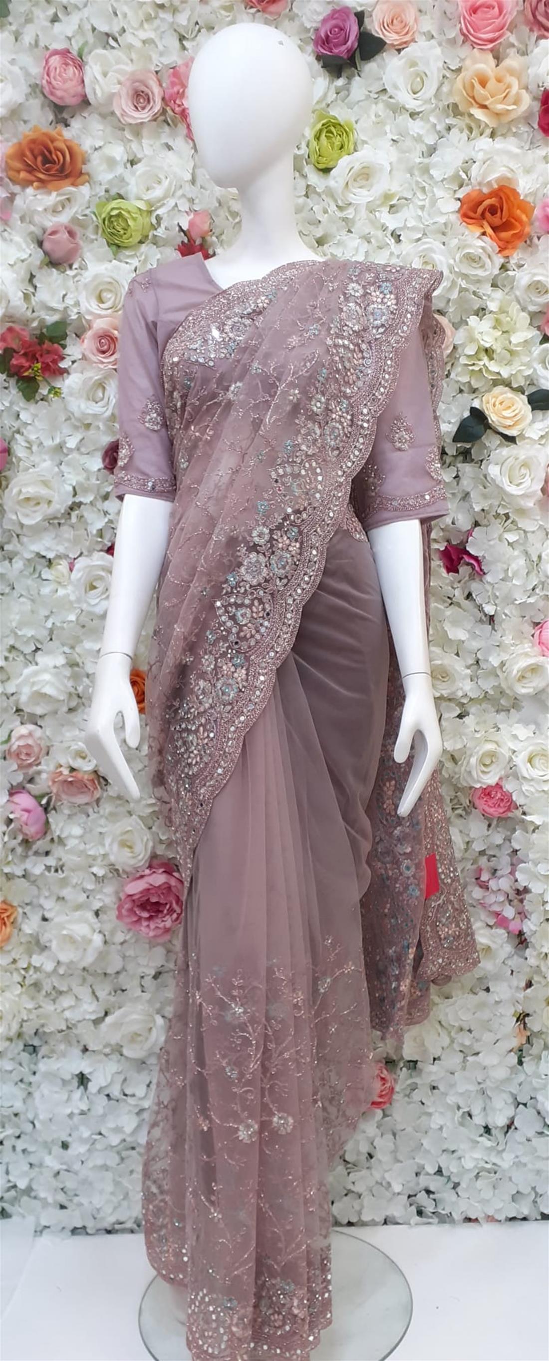 Lavendar Net Sarees