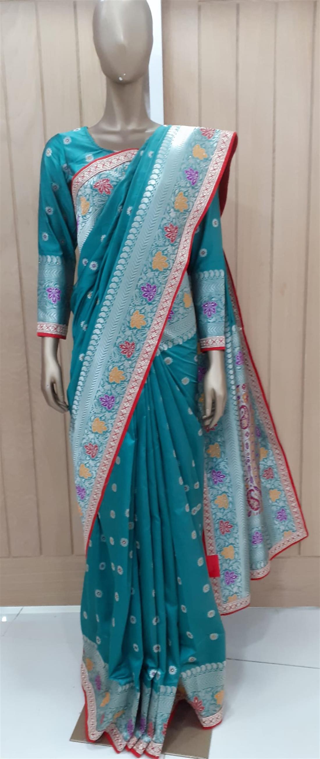 Teal Banarasi Sarees