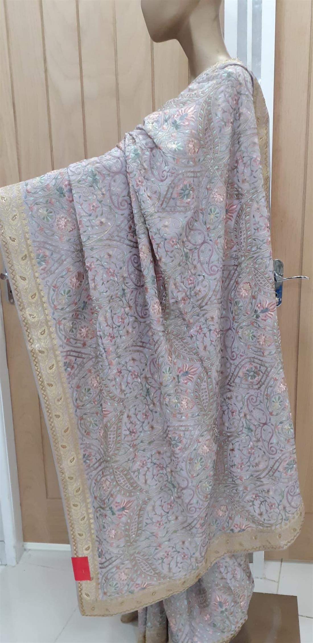 Grey Zari Chiffon Sarees