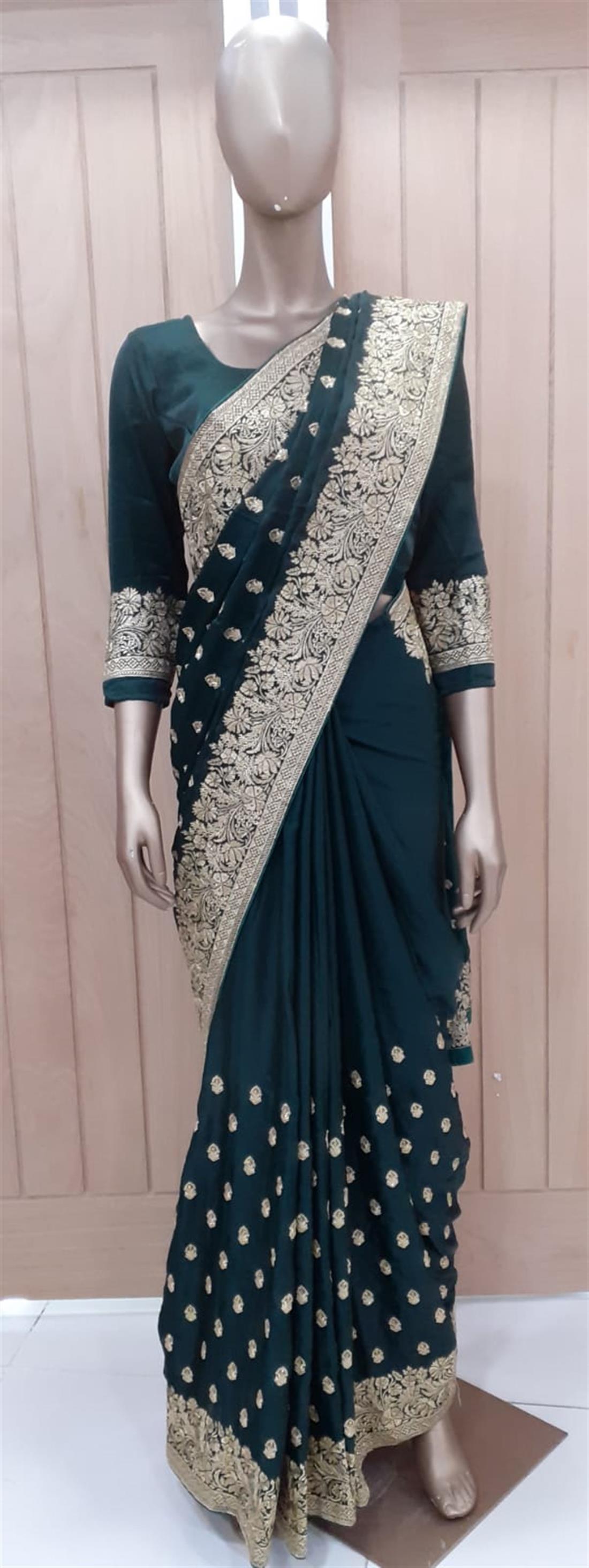 Dark Green Zari Silk Sarees