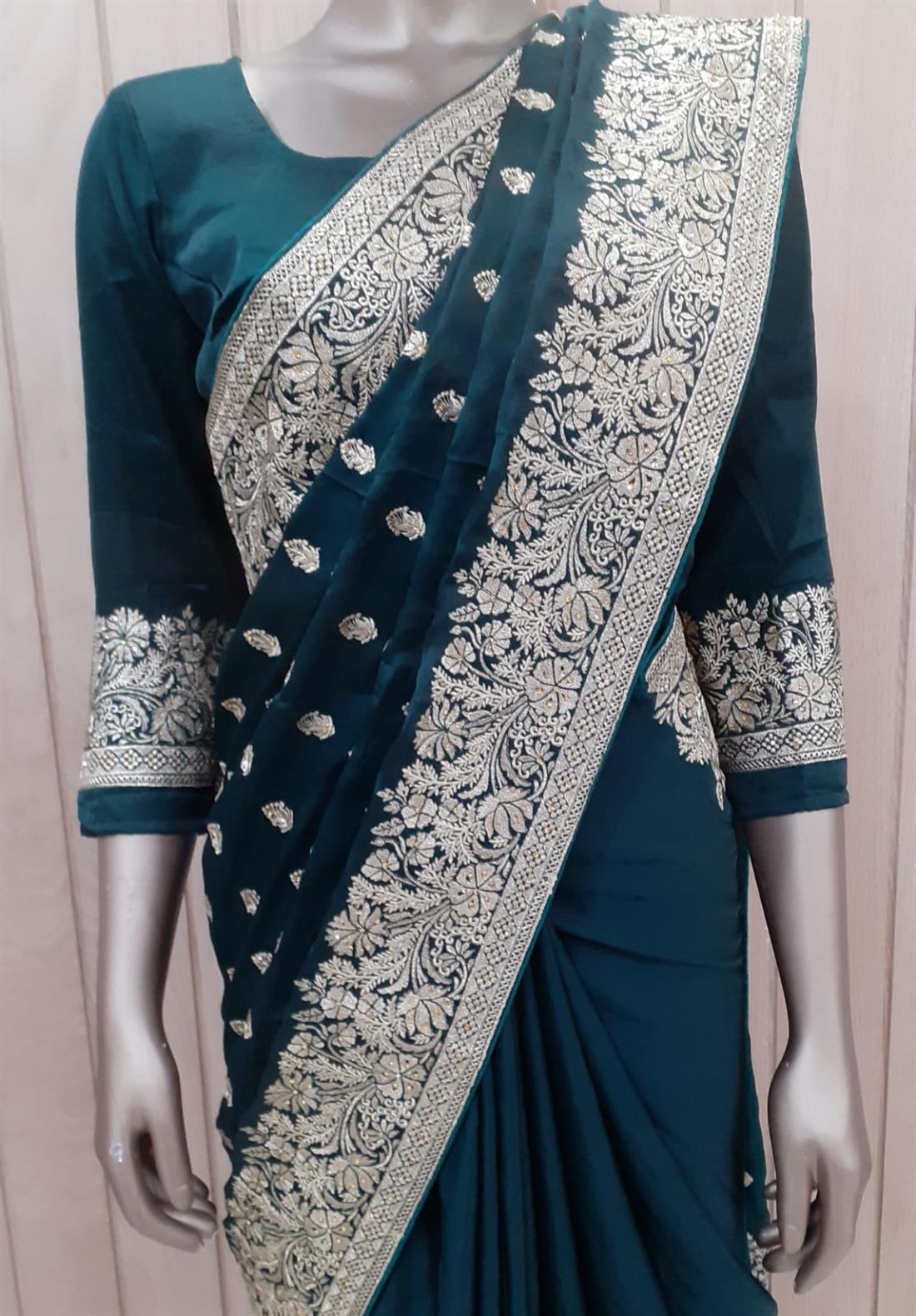 Dark Green Zari Silk Sarees