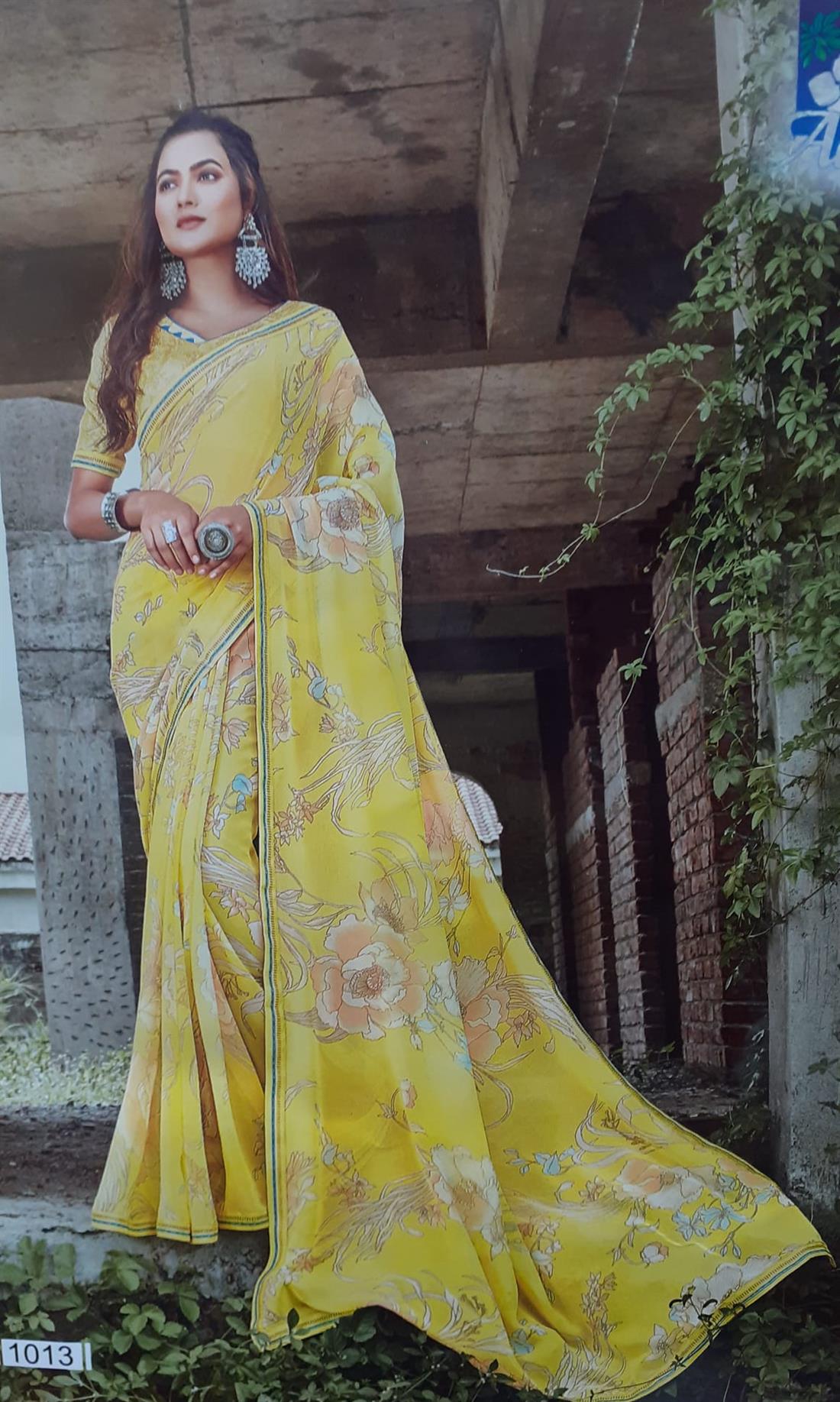 Yellow Georgette Sarees
