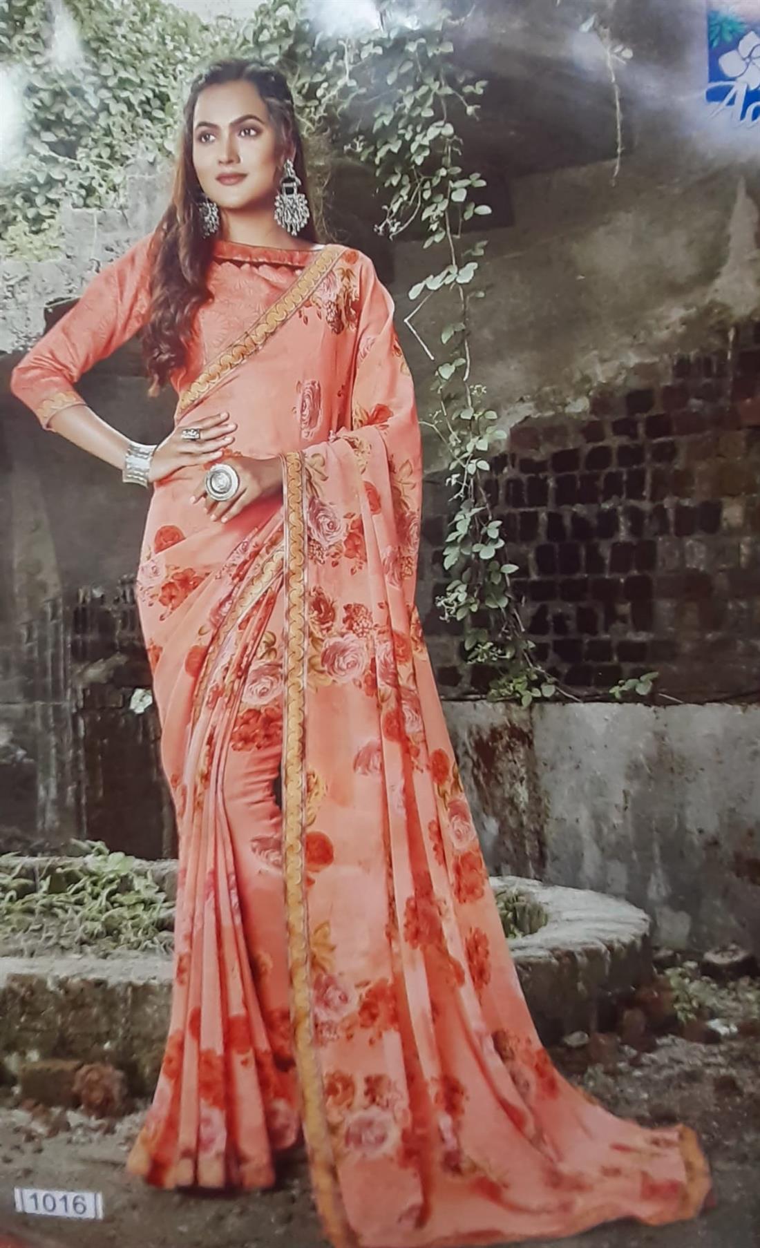 Peach Georgette Sarees