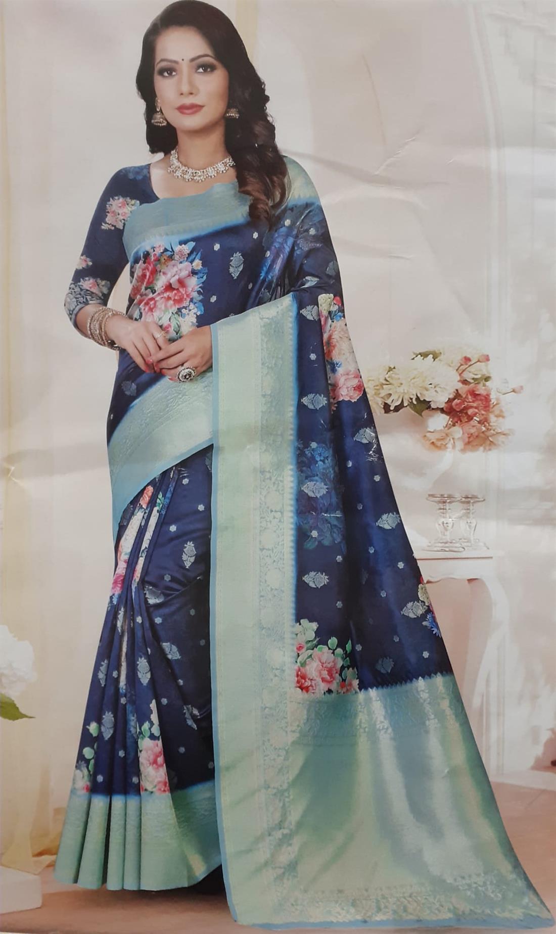 Teal Banarasi Sarees