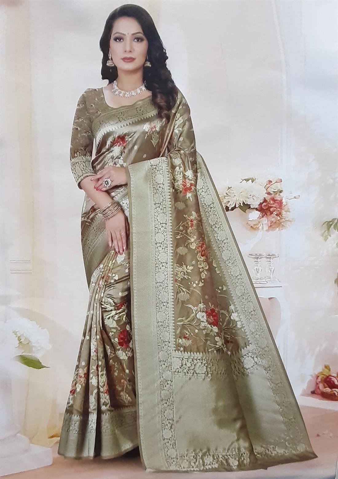 Olive Banarasi Sarees