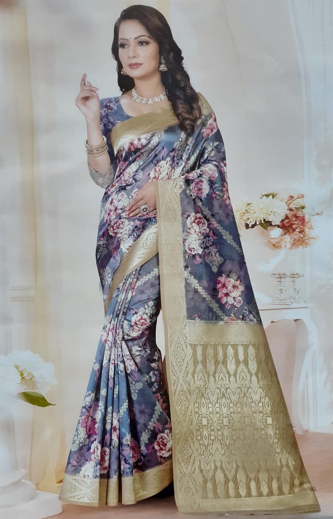 Grey Banarasi Sarees
