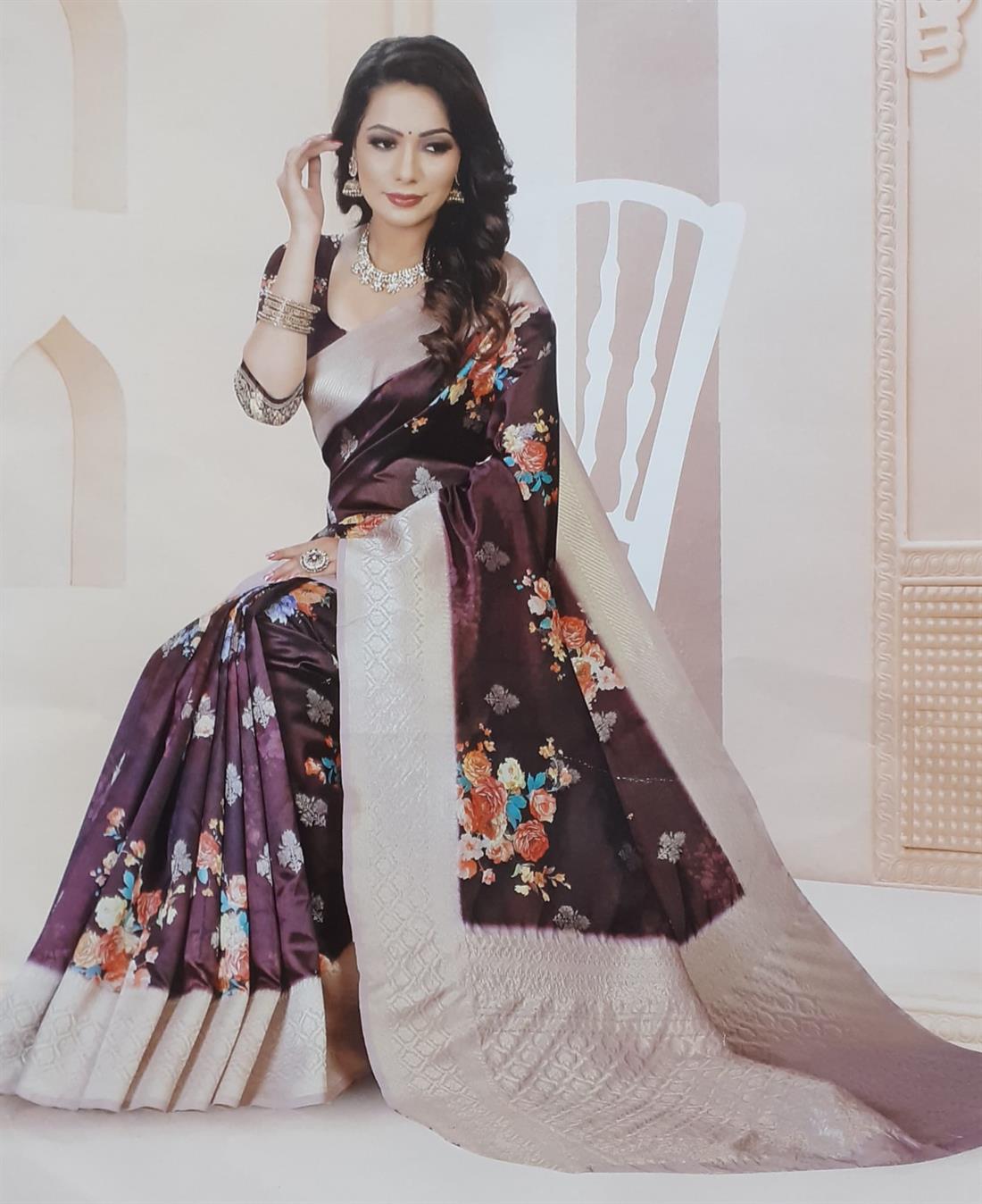 Plum Banarasi Sarees
