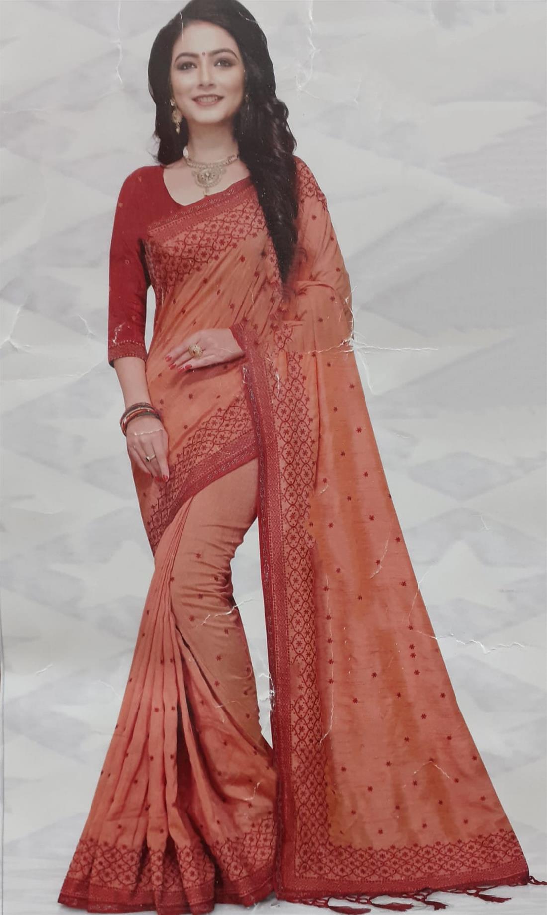 Rust Raw Silk Sarees