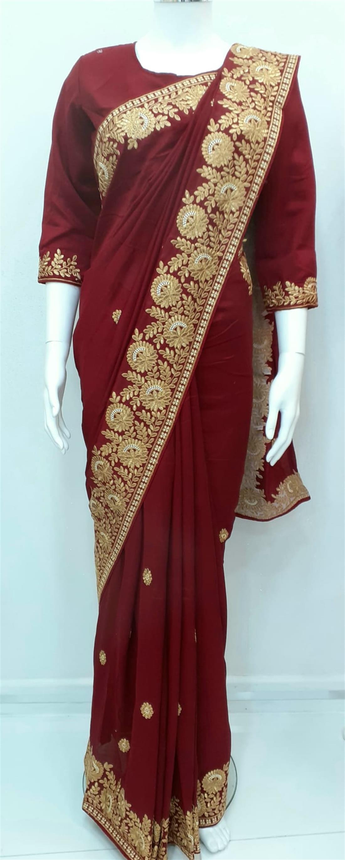 Maroon Raw Silk Sarees