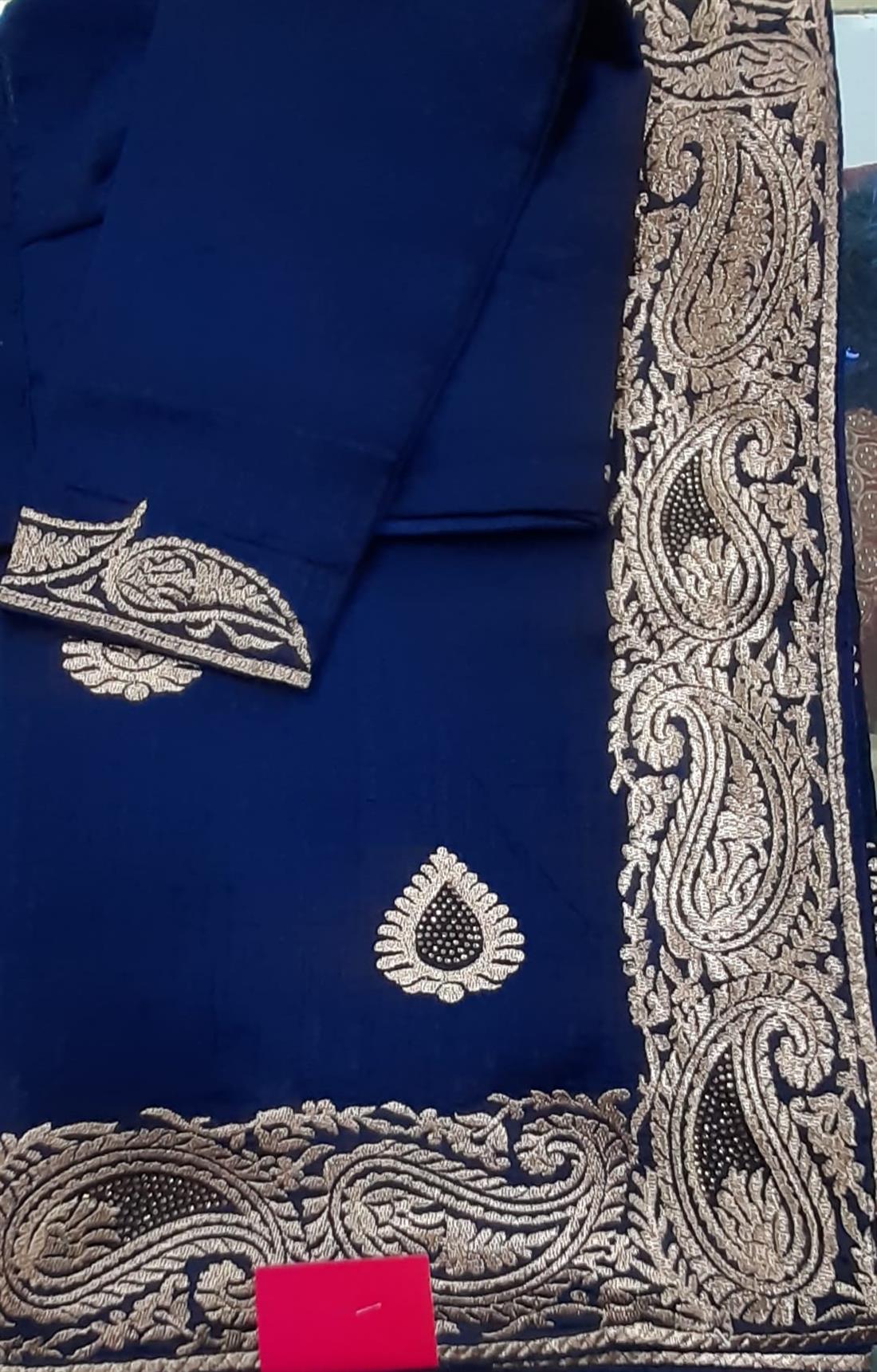 Navy Raw Silk Sarees