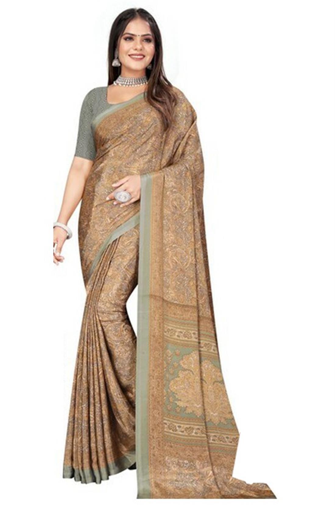 Mint Digital Print Silk Sarees