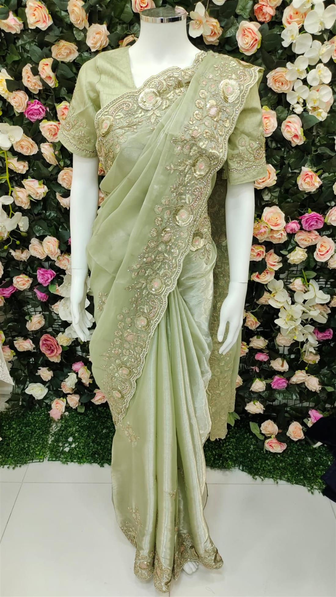 Mint Organza Sarees