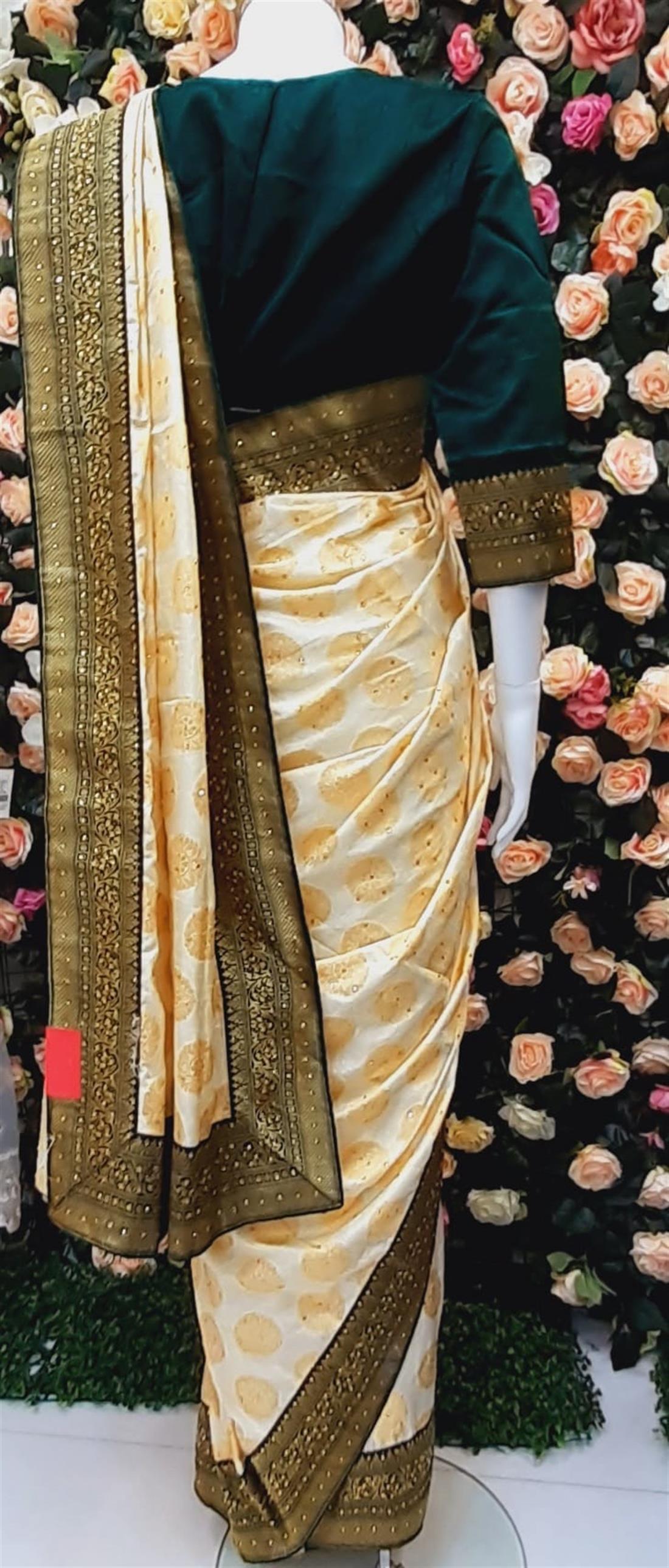 Beige & Green Banarasi Sarees