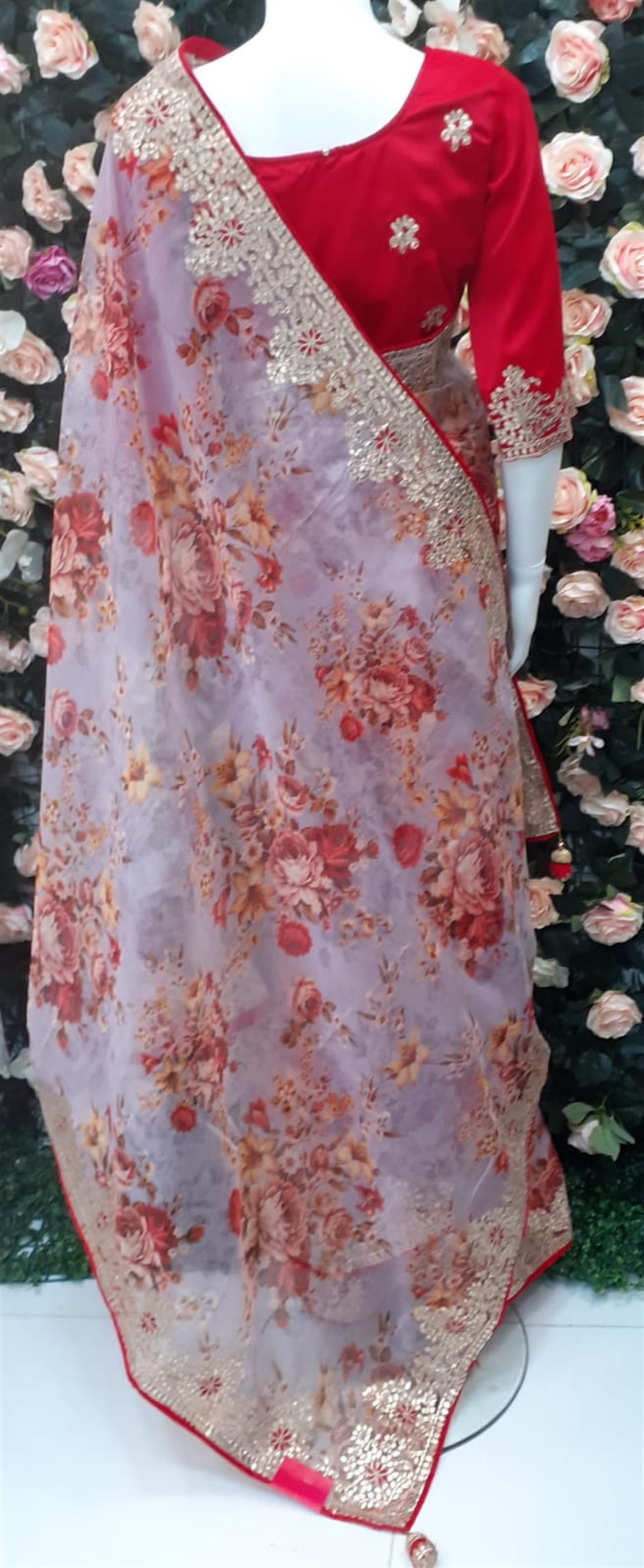 Lavender & RED Organza Sarees