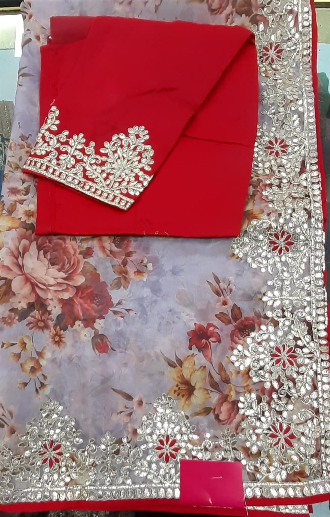 Lavender & RED Organza Sarees