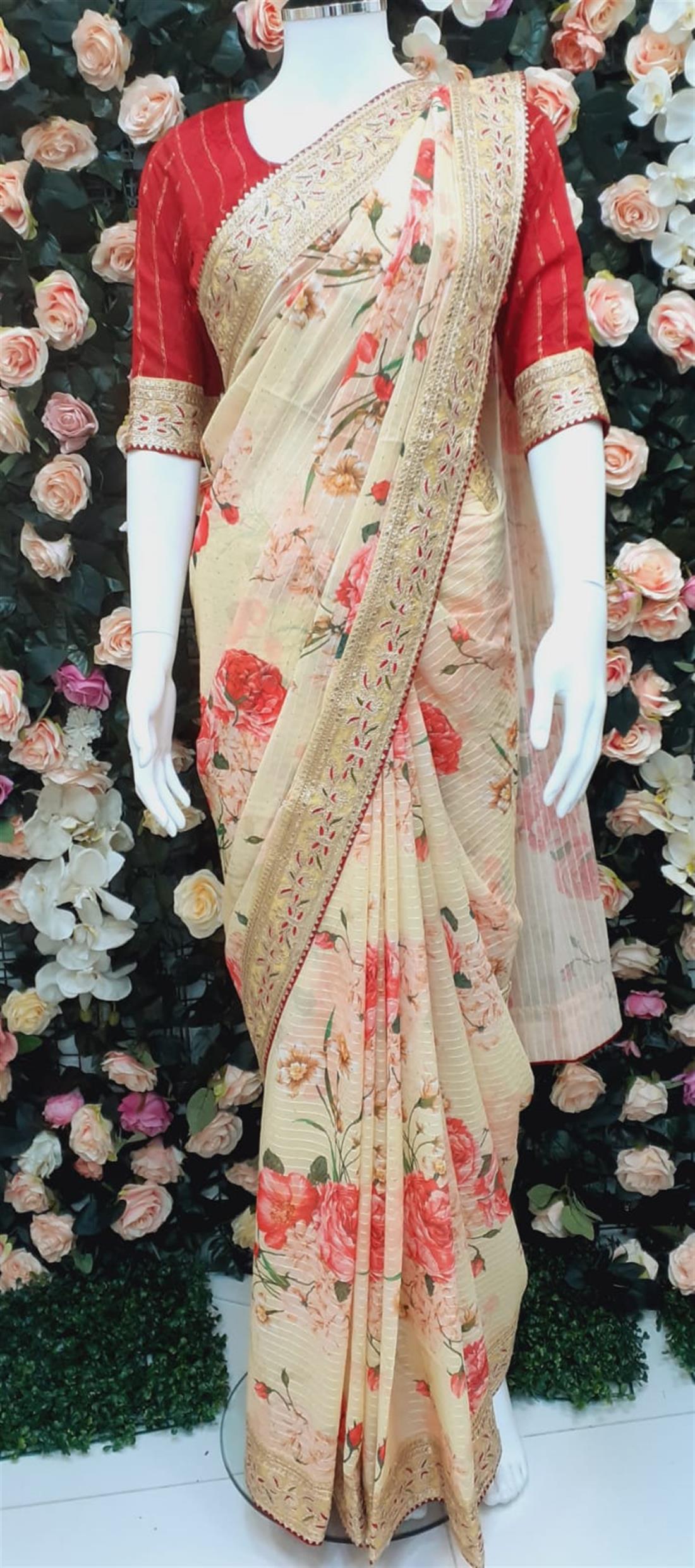 Lemon Digital Print Georgette Sarees