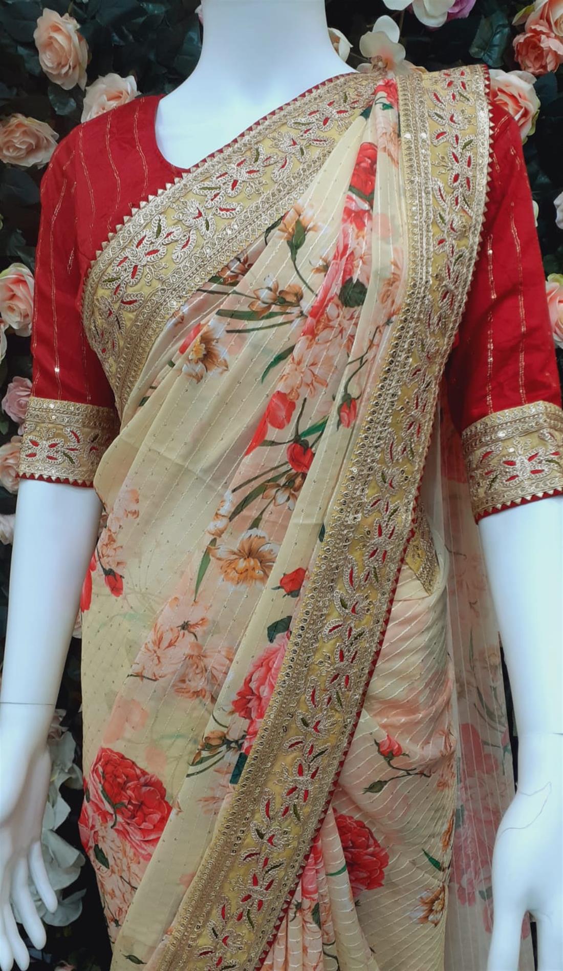 Lemon Digital Print Georgette Sarees