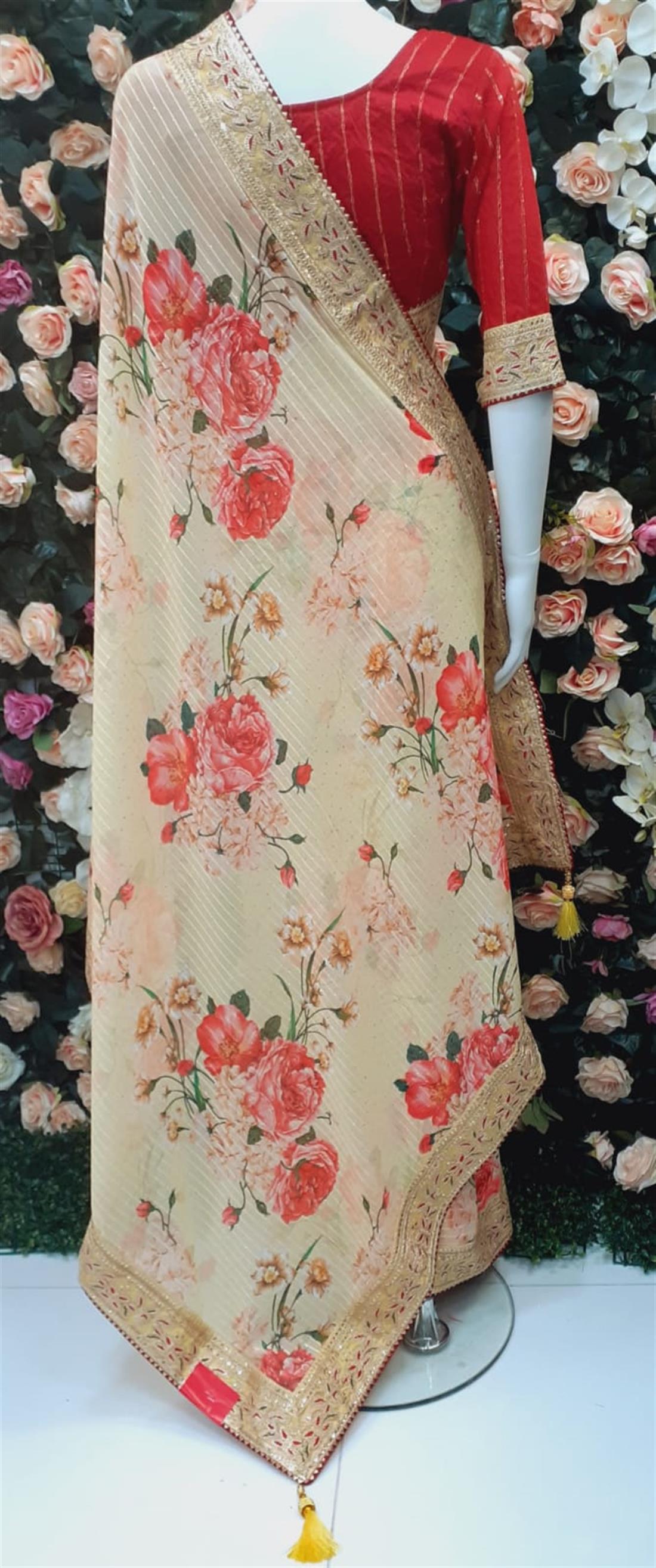 Lemon Digital Print Georgette Sarees