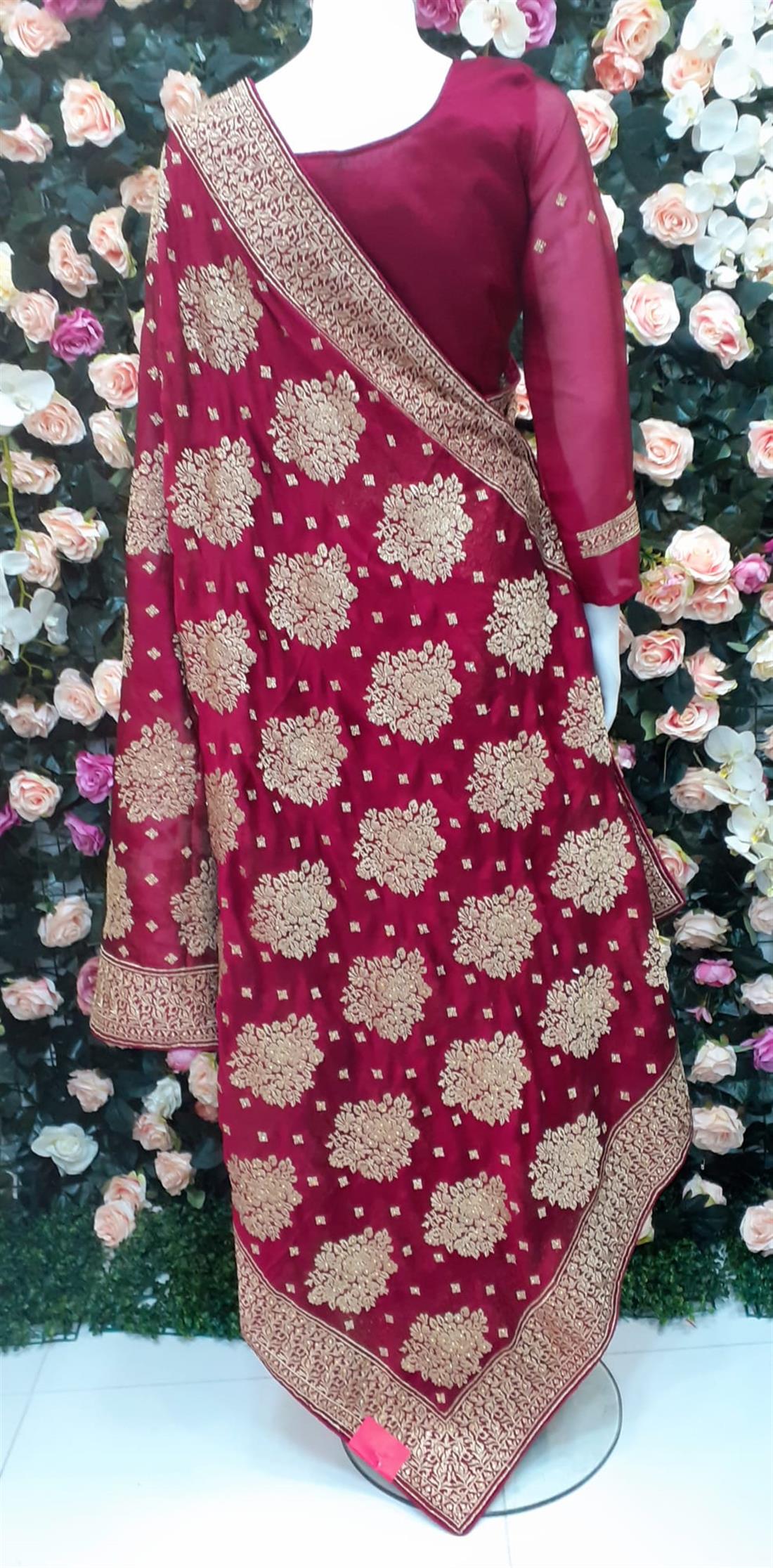 Majenta Stone Work Silk Sarees