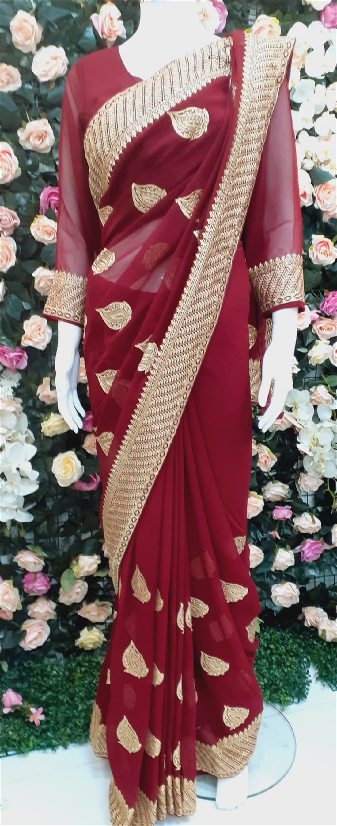 Maroon Georgette Sarees