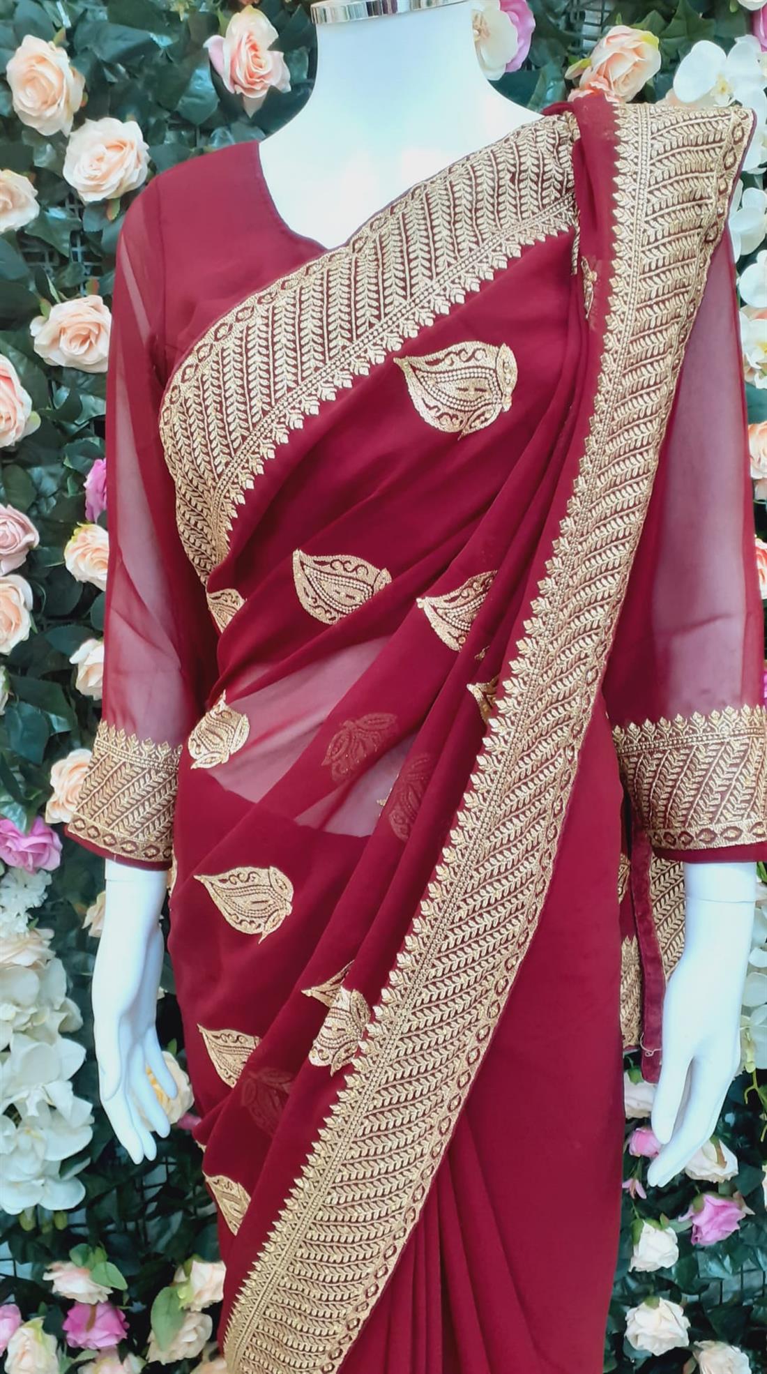 Maroon Georgette Sarees