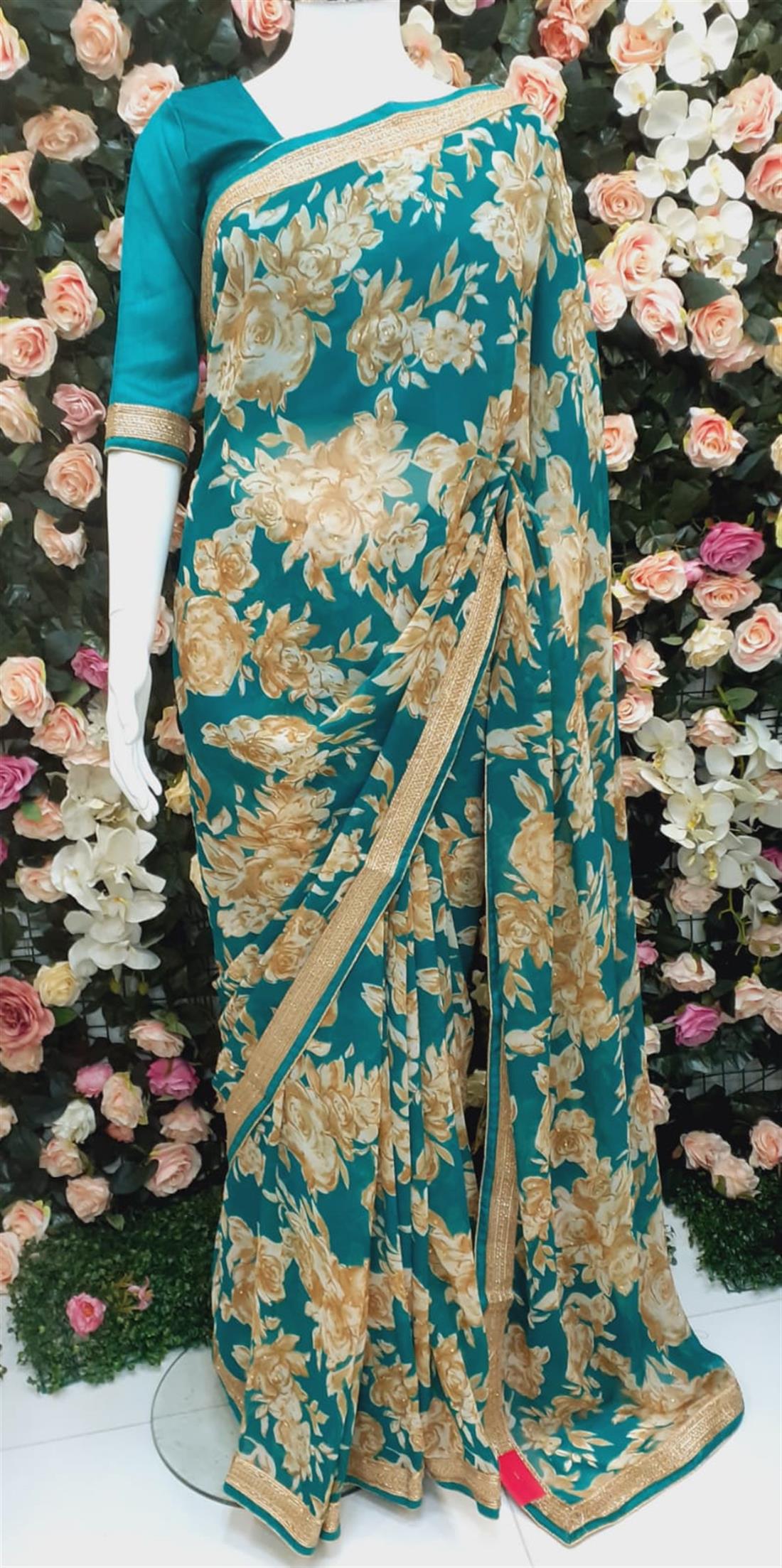 Sea Green Georgette Sarees