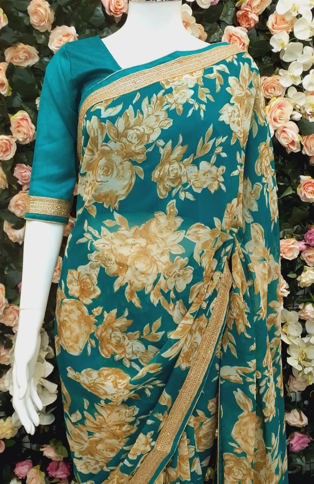 Sea Green Georgette Sarees