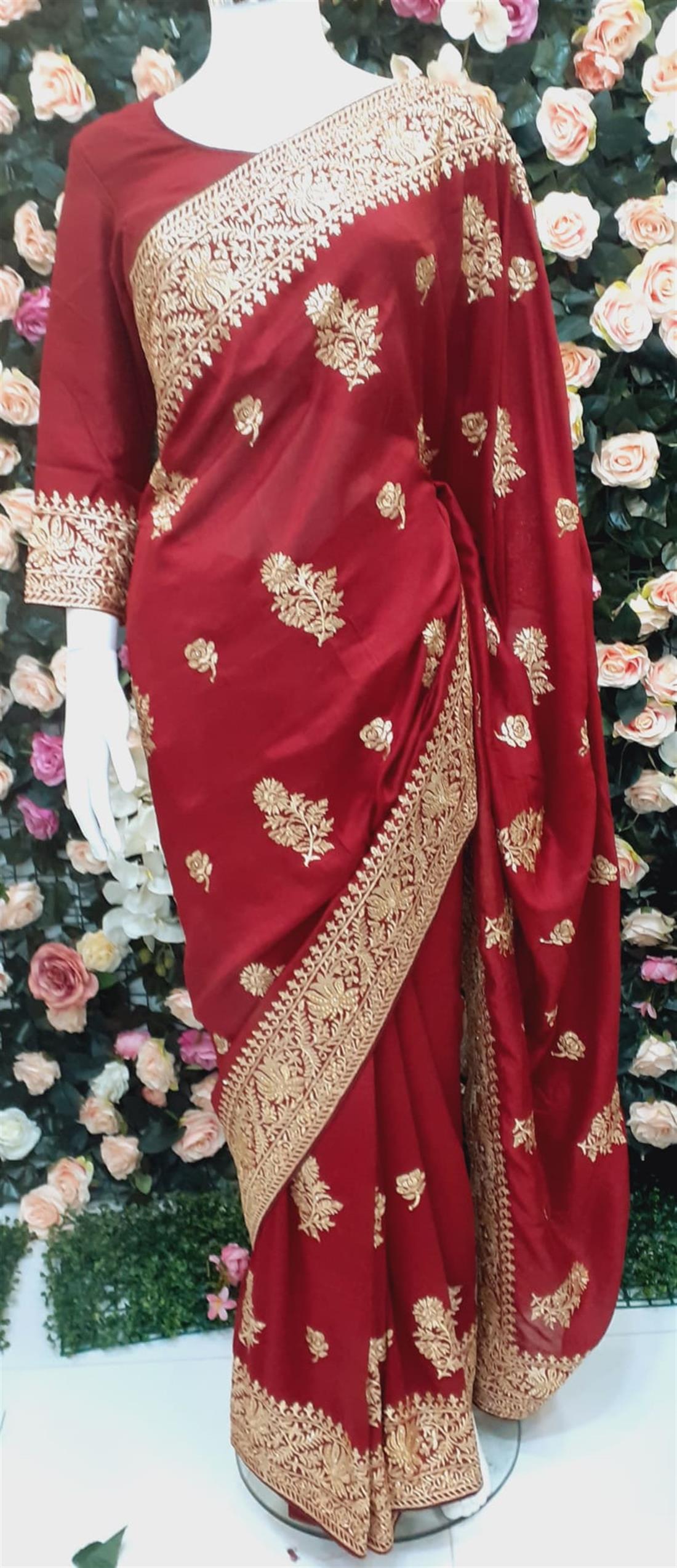 Maroon Raw Silk Sarees