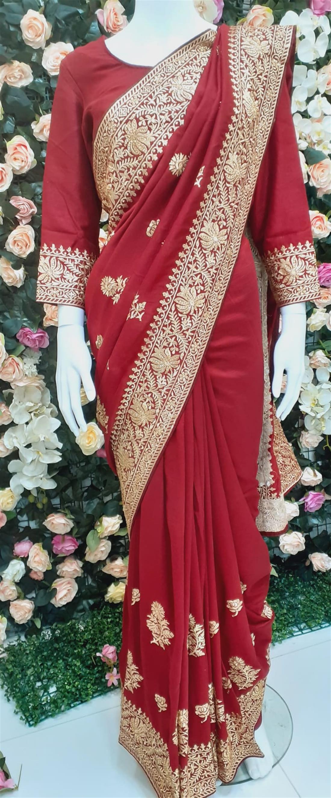 Maroon Raw Silk Sarees