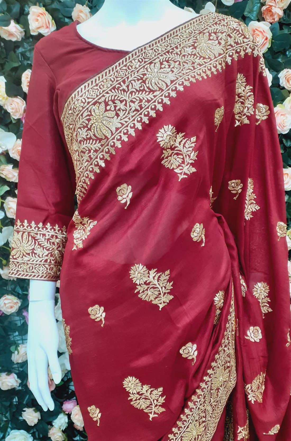 Maroon Raw Silk Sarees