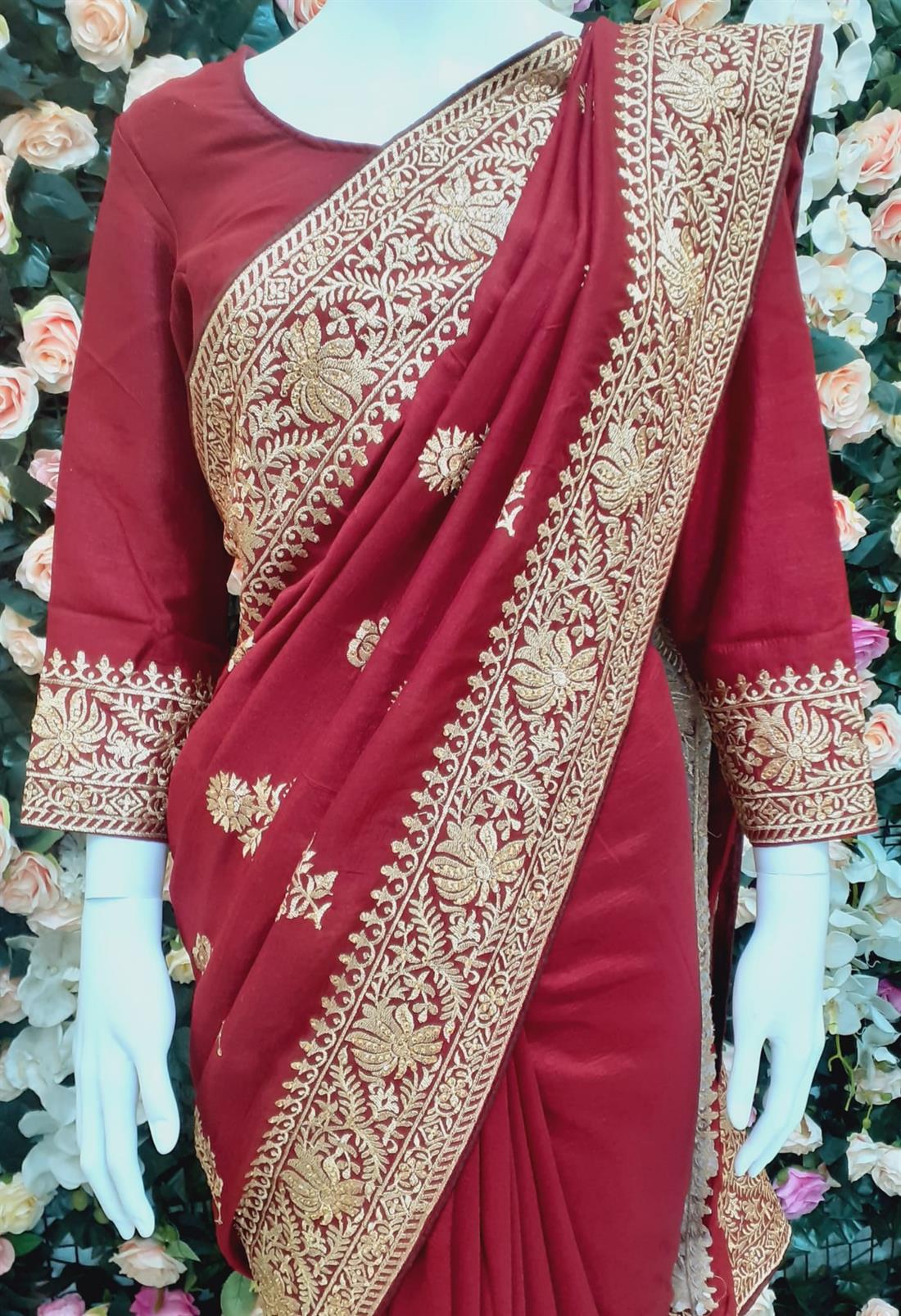 Maroon Raw Silk Sarees