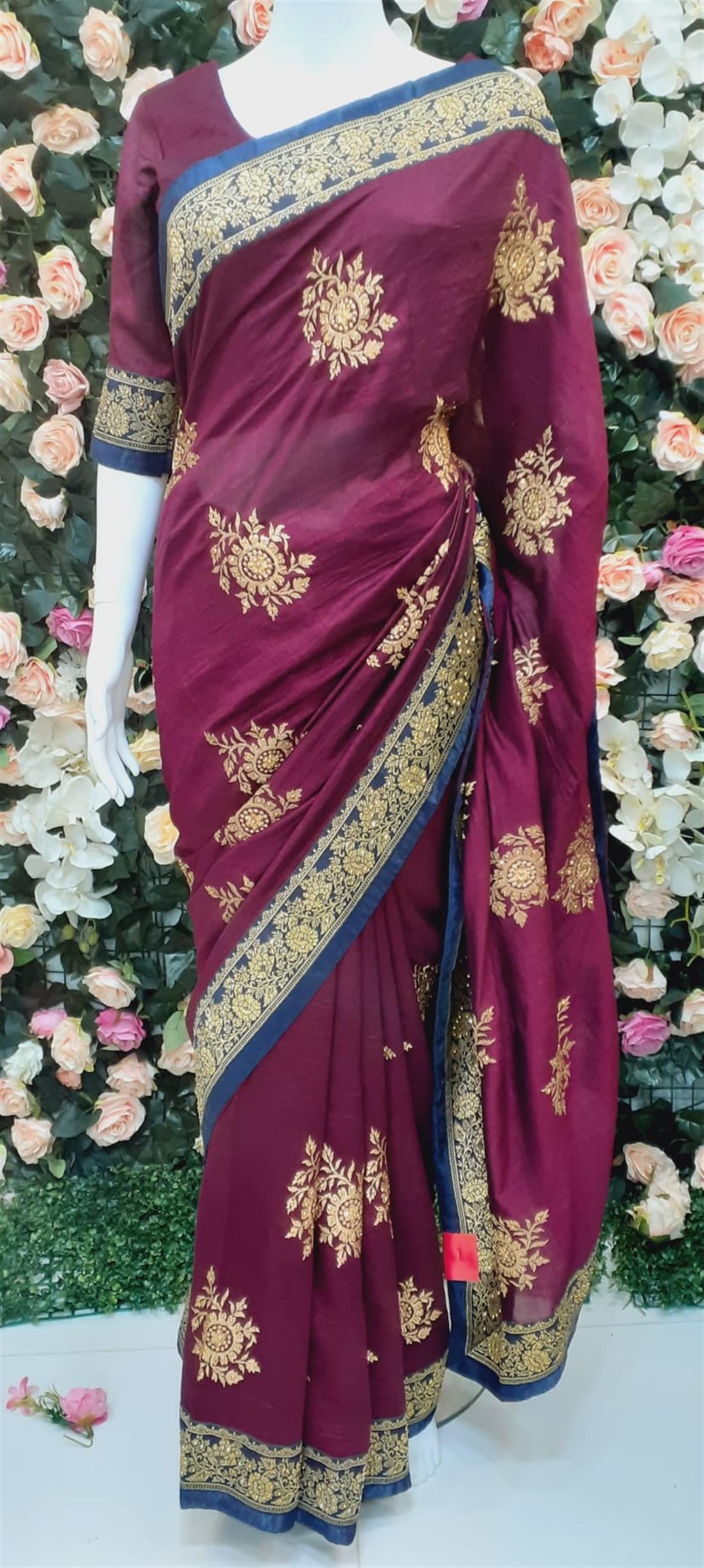 Plum Raw Silk Sarees