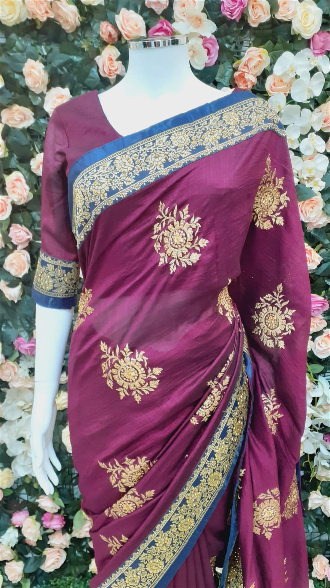 Plum Raw Silk Sarees