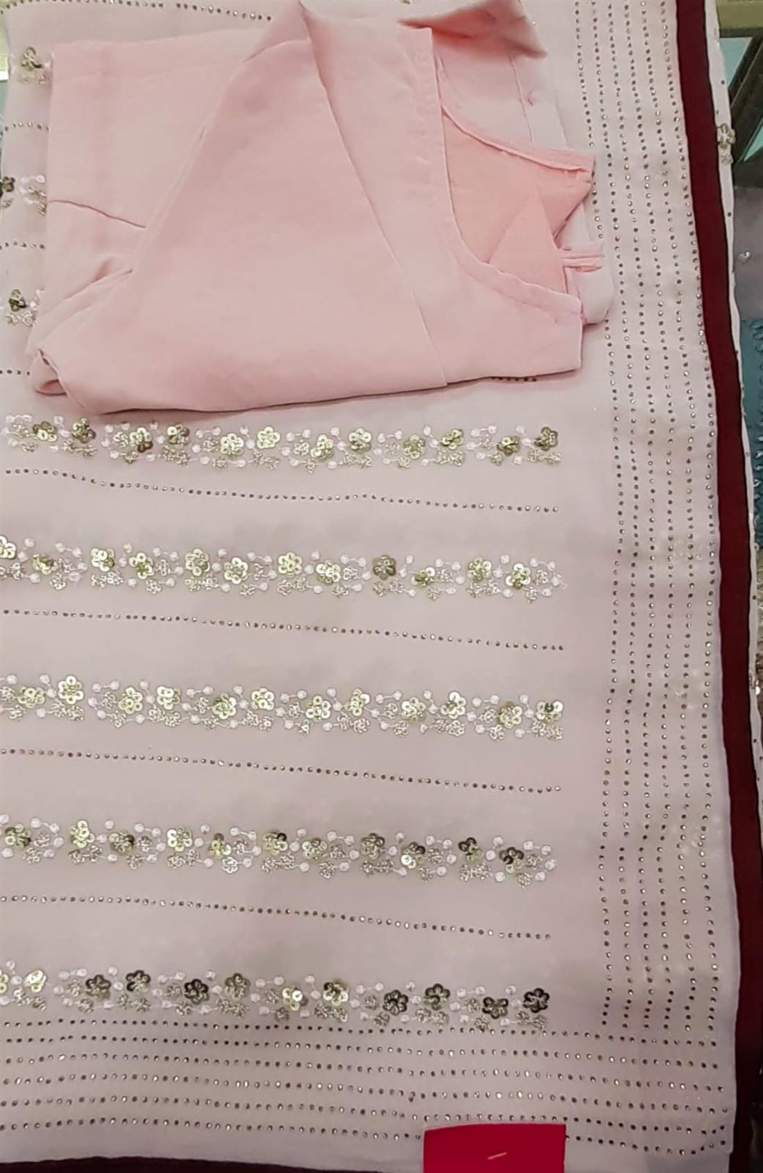Pink Beaded Georgette Sarees