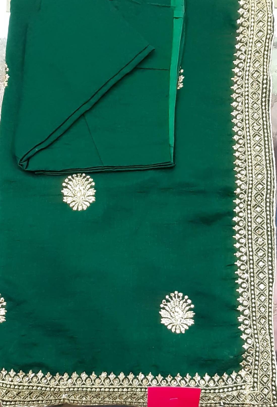 Green Raw Silk Sarees