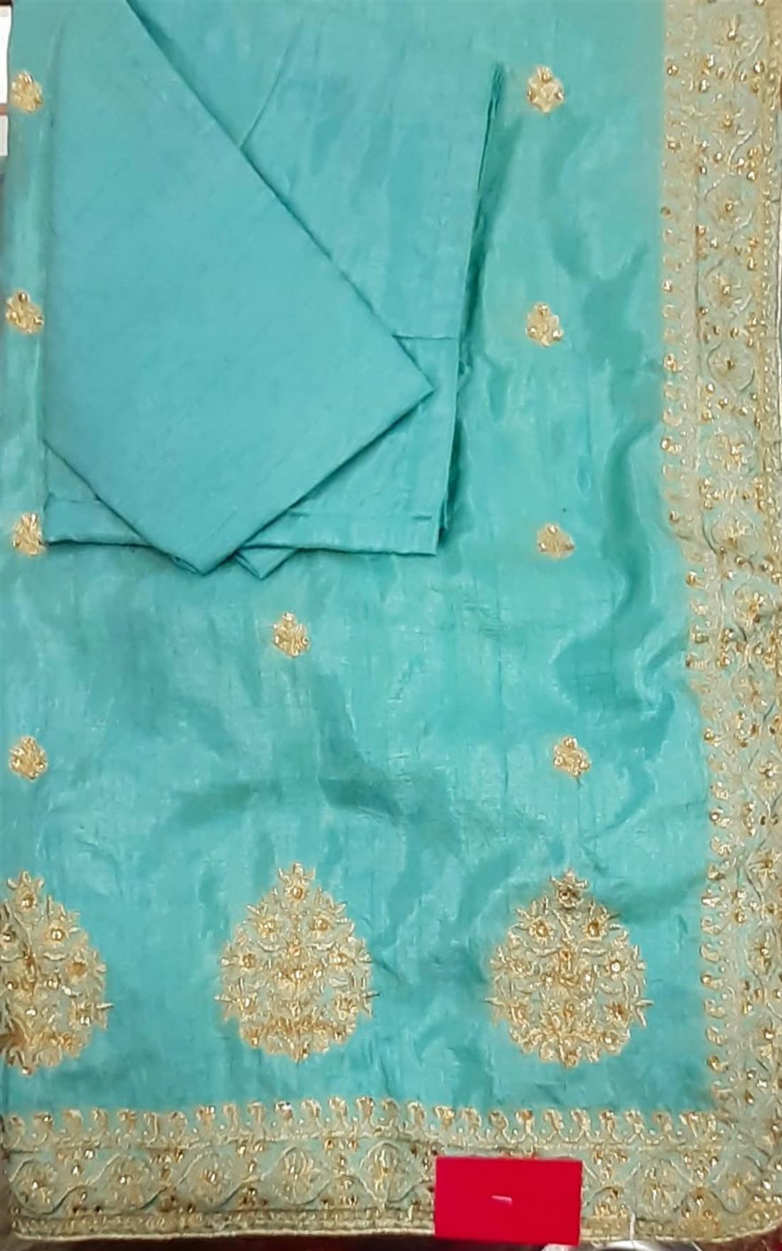Aqua Raw Silk Sarees
