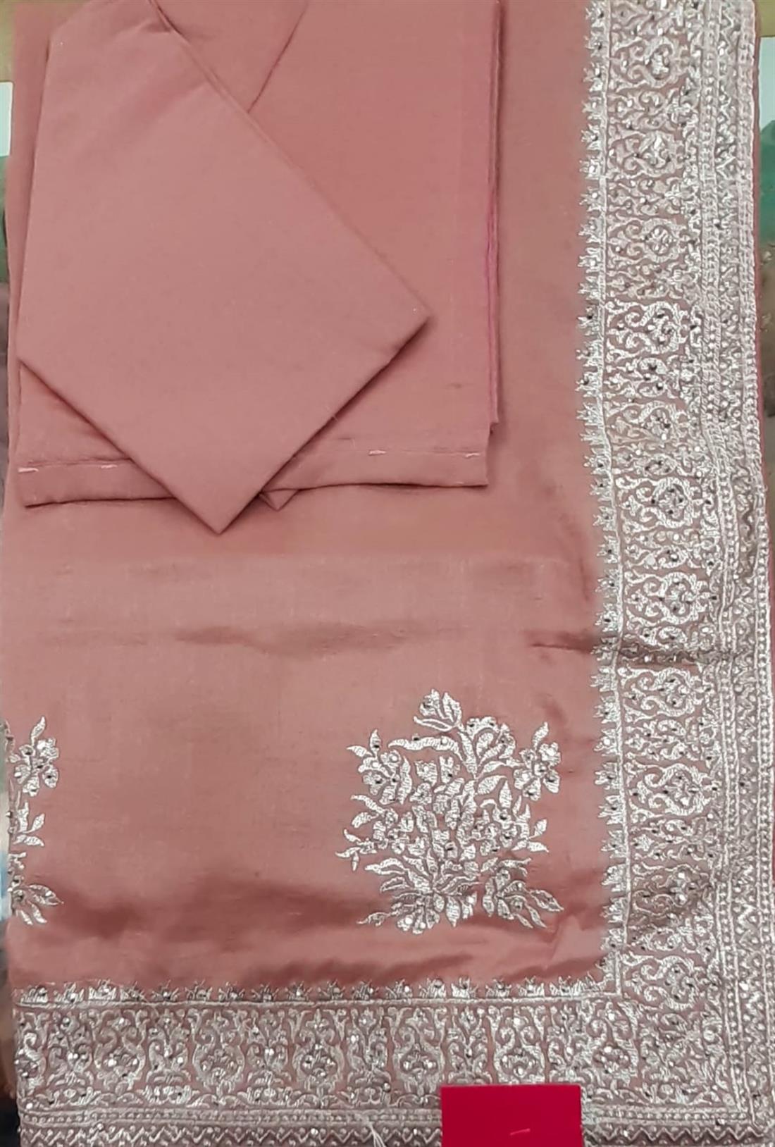Dusty Pink Raw Silk Sarees
