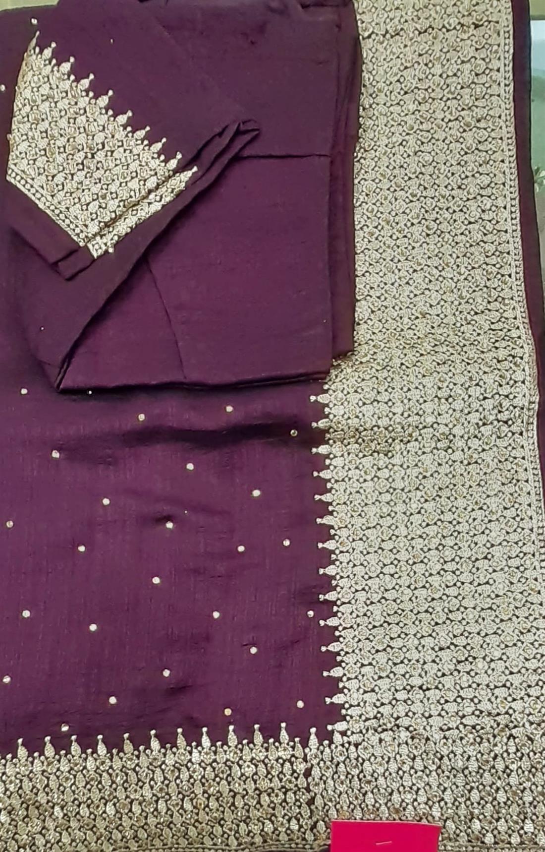 Plum Raw Silk Sarees