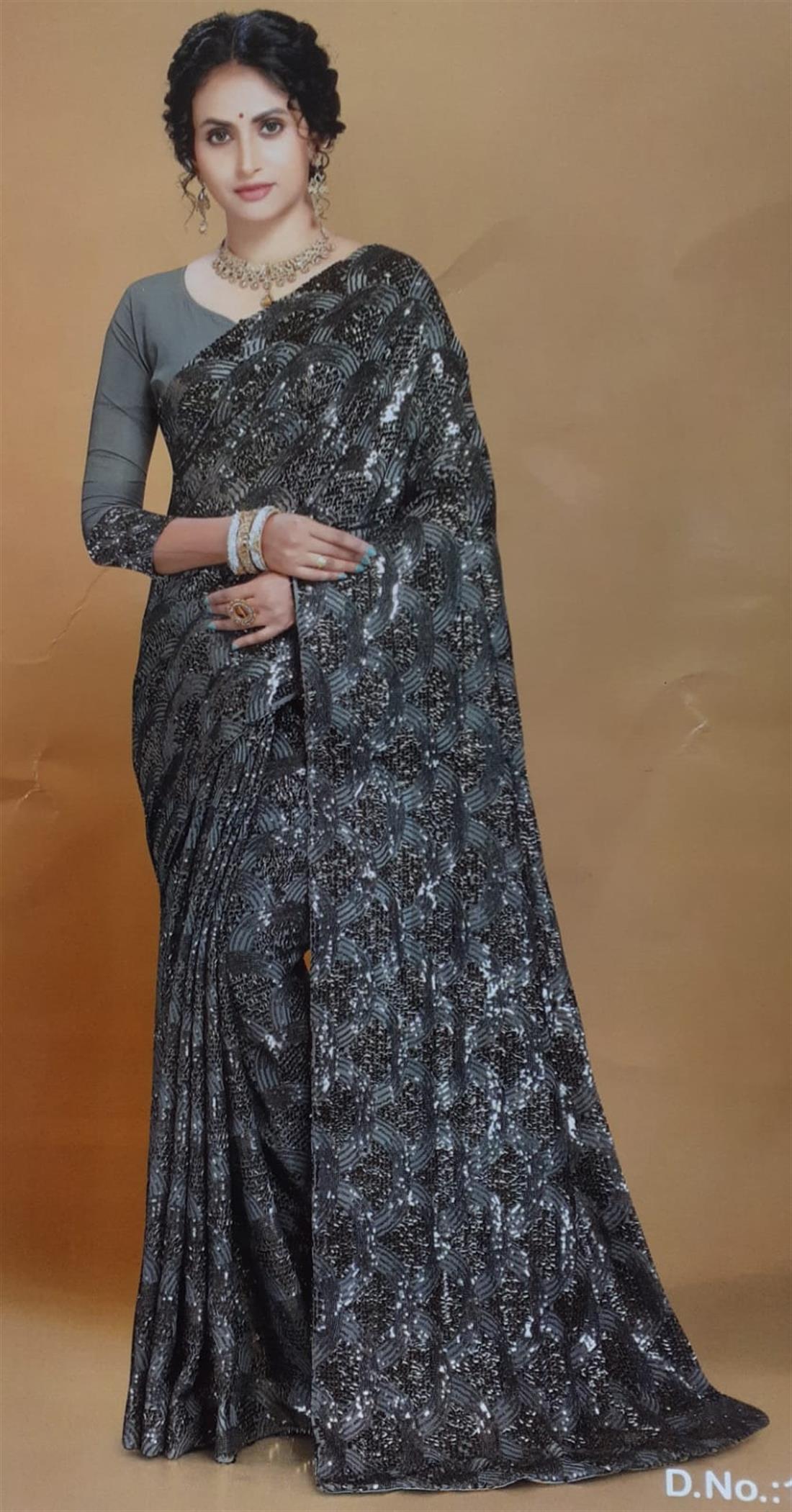 Grey Net Sarees