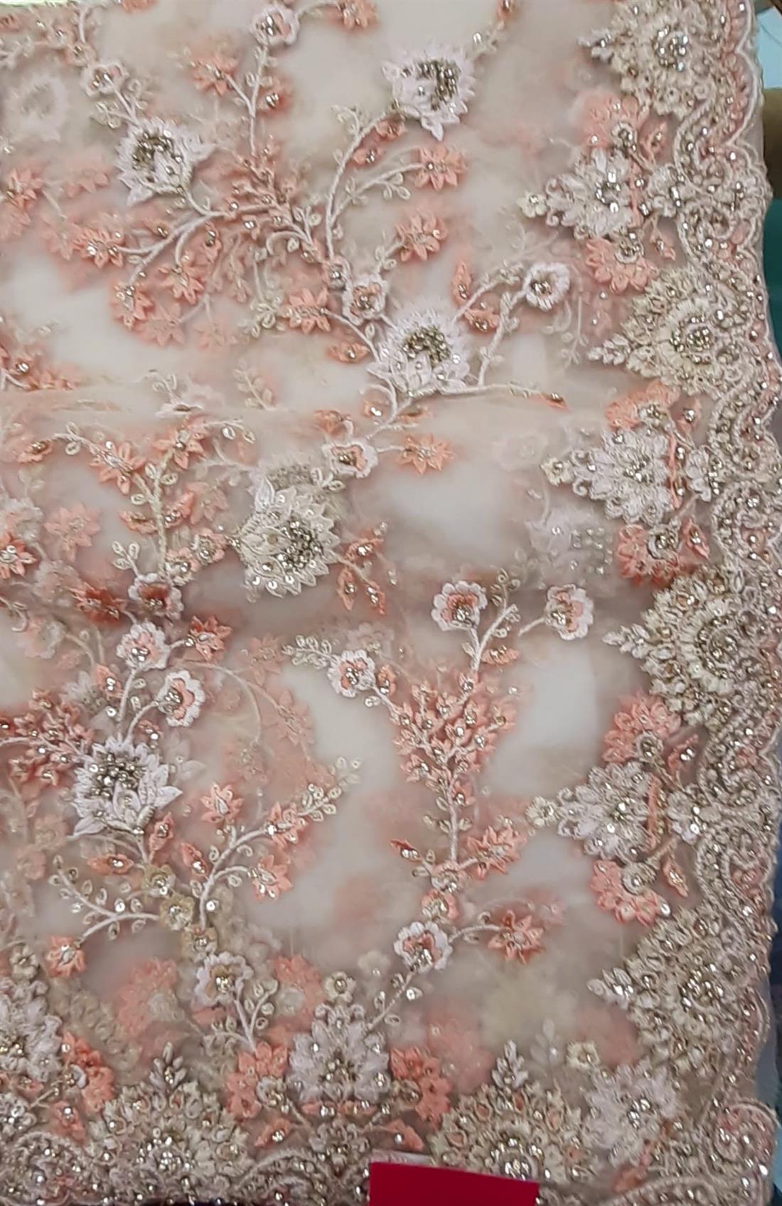 Off White Stone Work Net Sarees