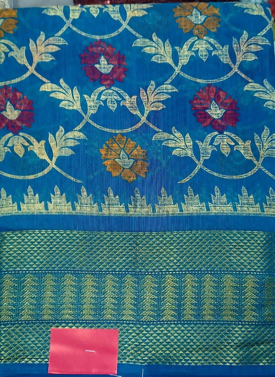 Blue Printed Cotton Sarees