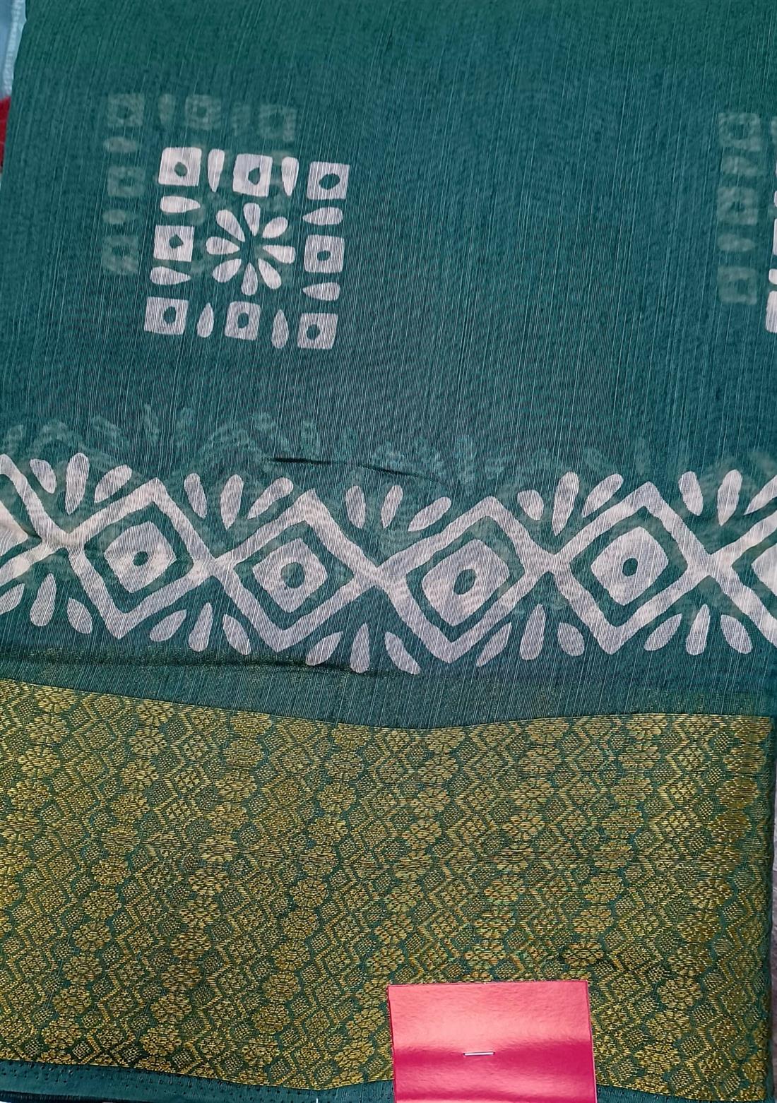 Mint Digital Print Cotton Sarees