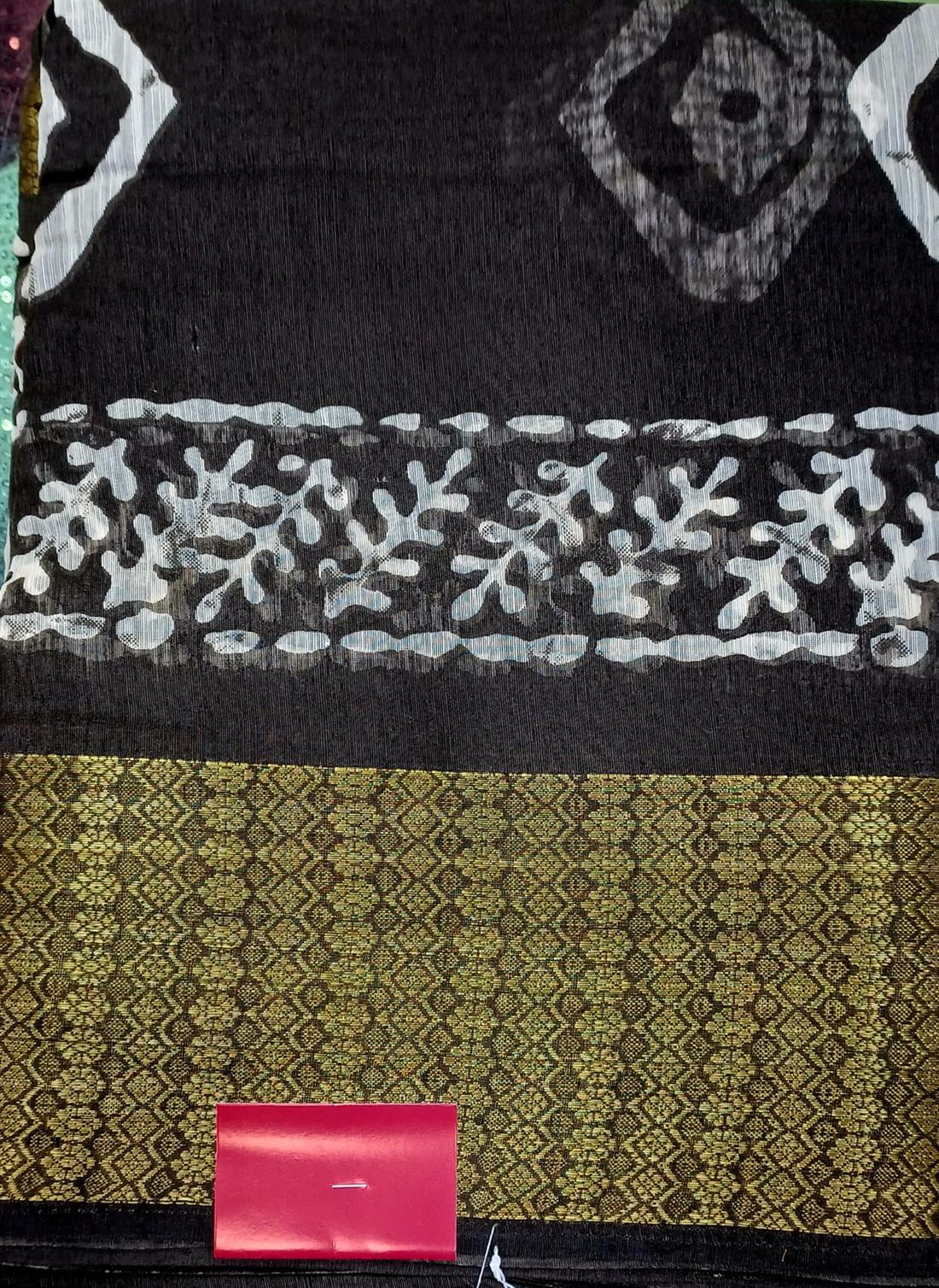 Brown Digital Printed Soft Cotton Saree with Blouse Piece