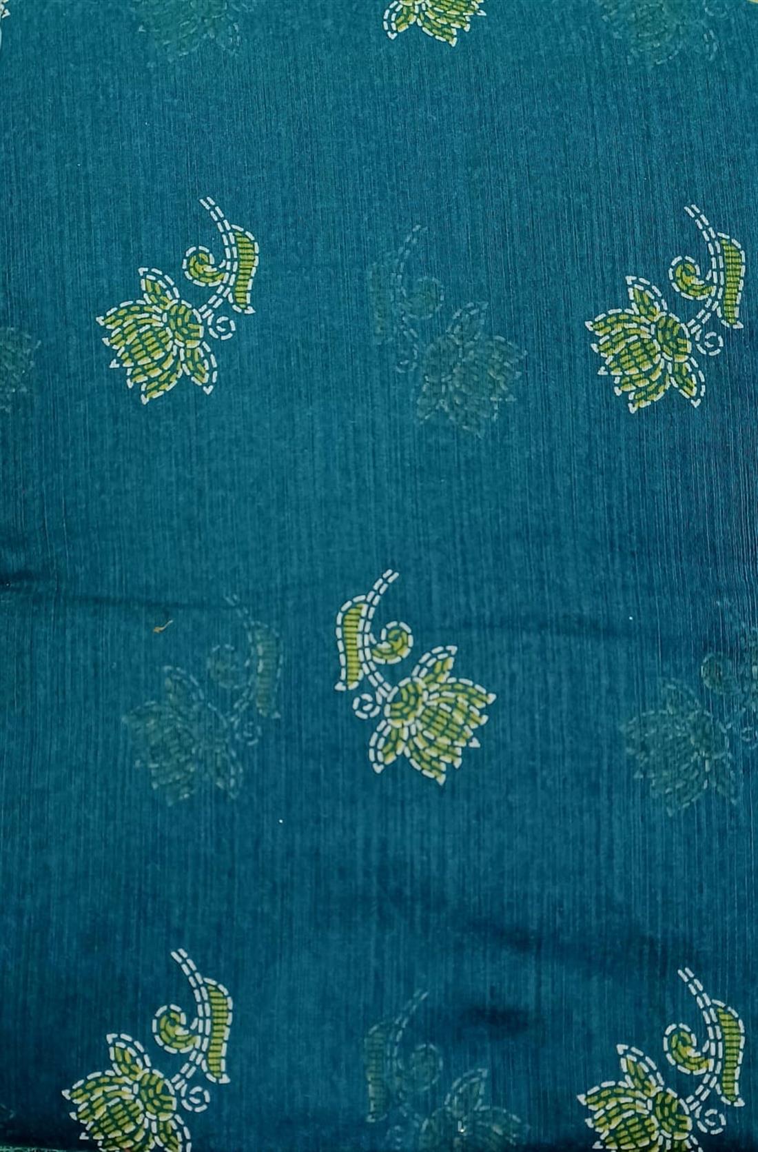 Green Digital Print Cotton Sarees