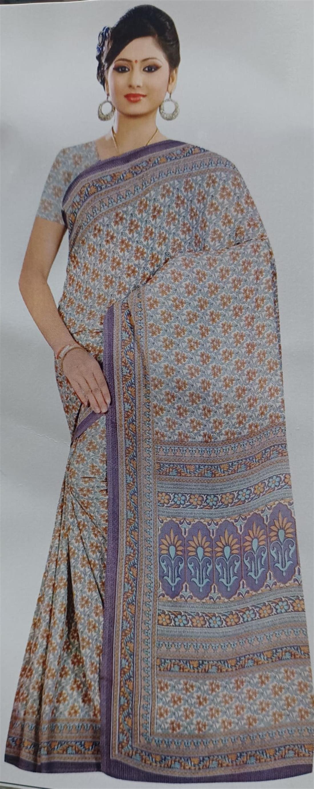 Grey & Mint Printed Georgette Sarees