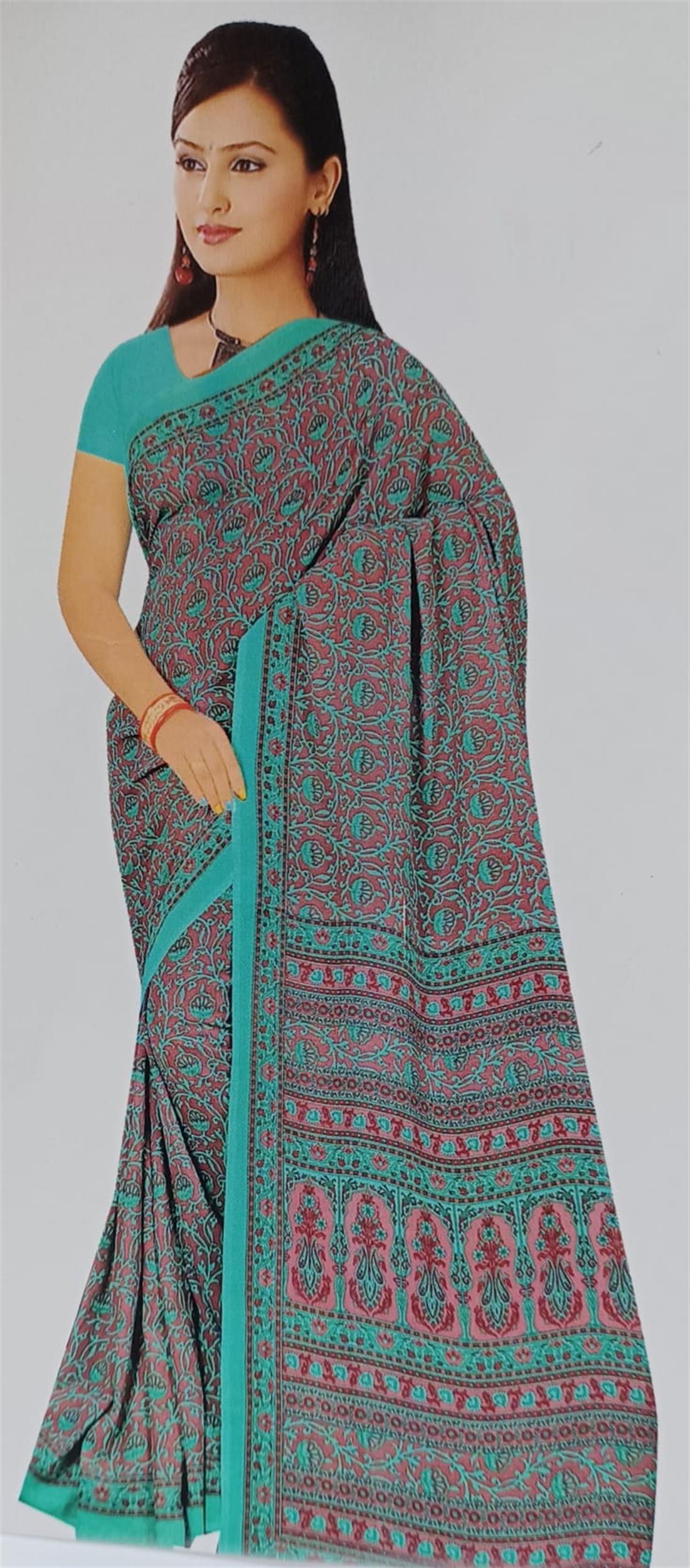 Teal Printed Georgette Sarees