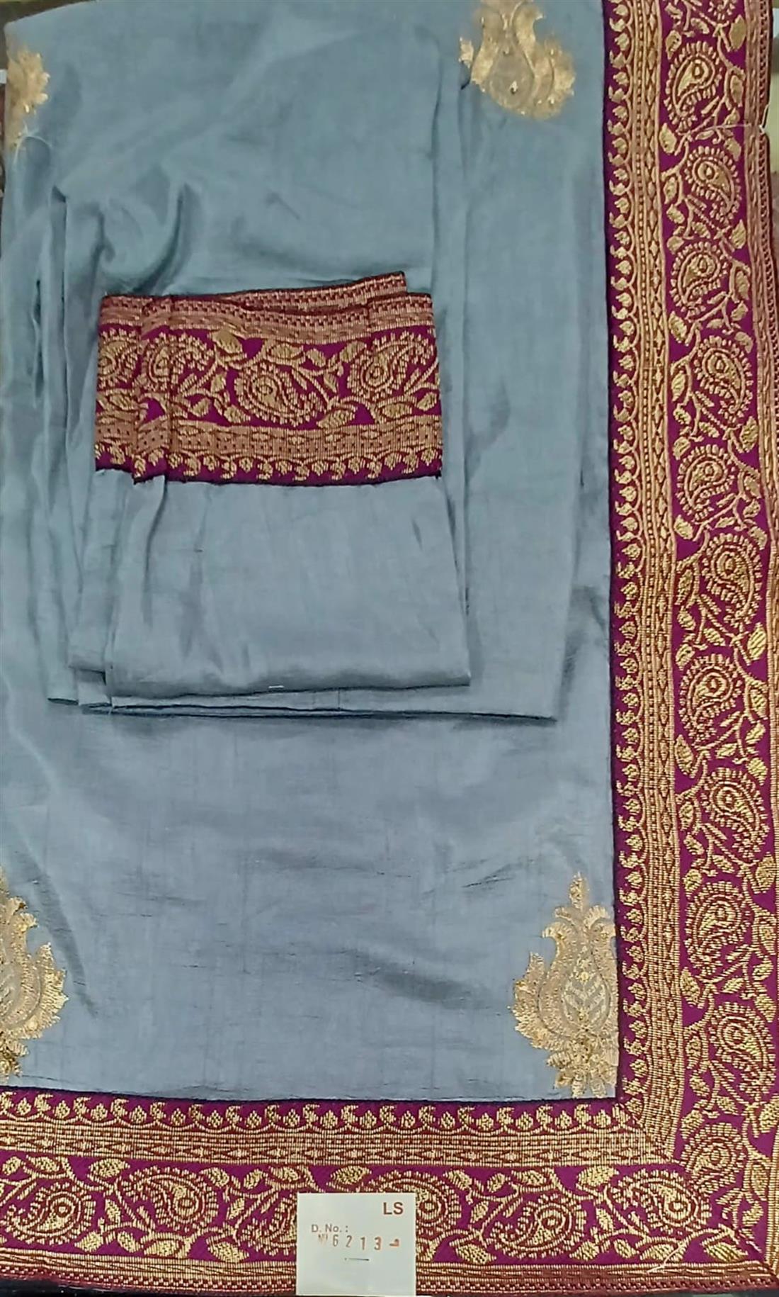 Grey Zari Raw Silk Sarees