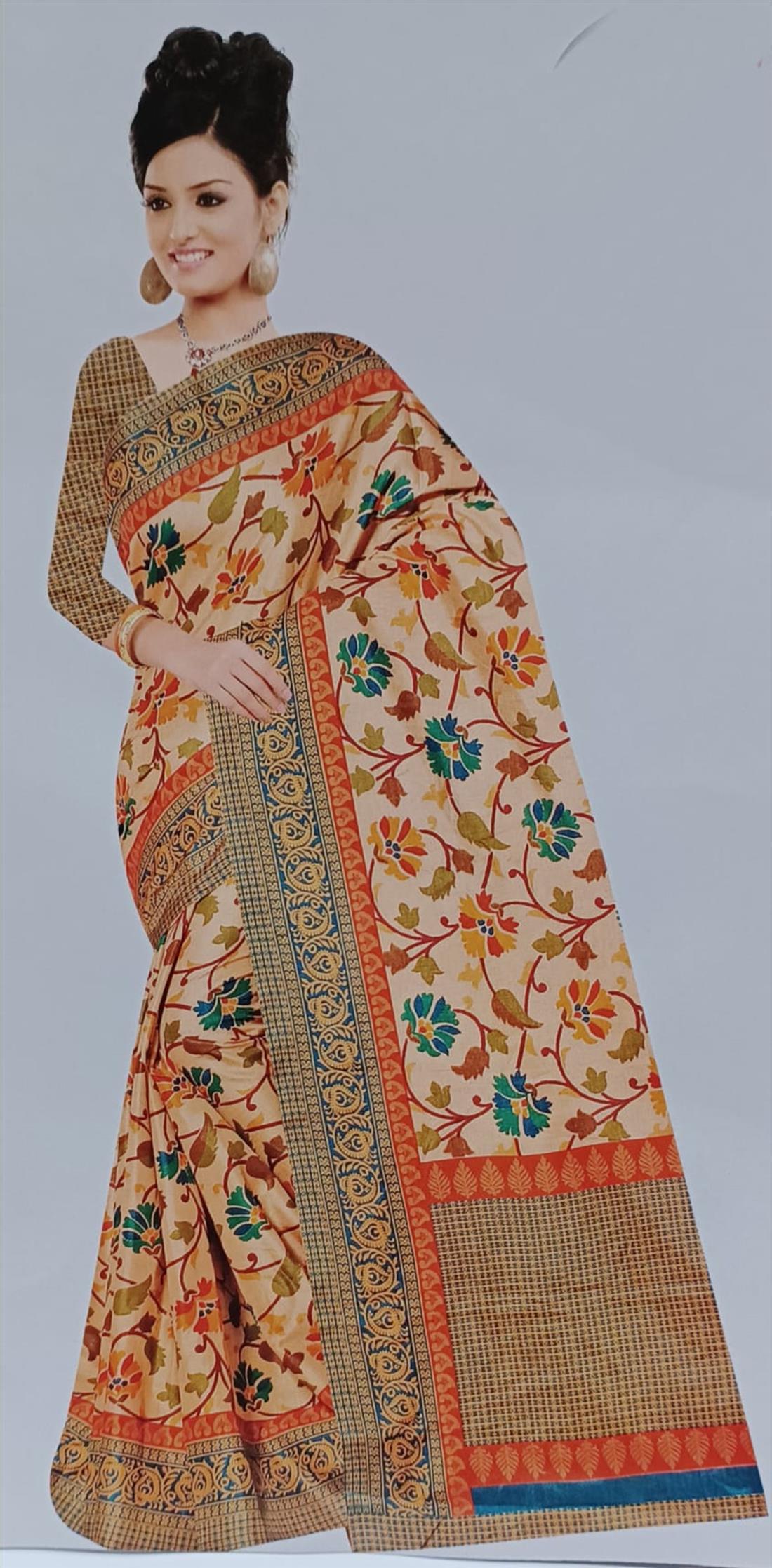 Beige & Teal Silk Sarees