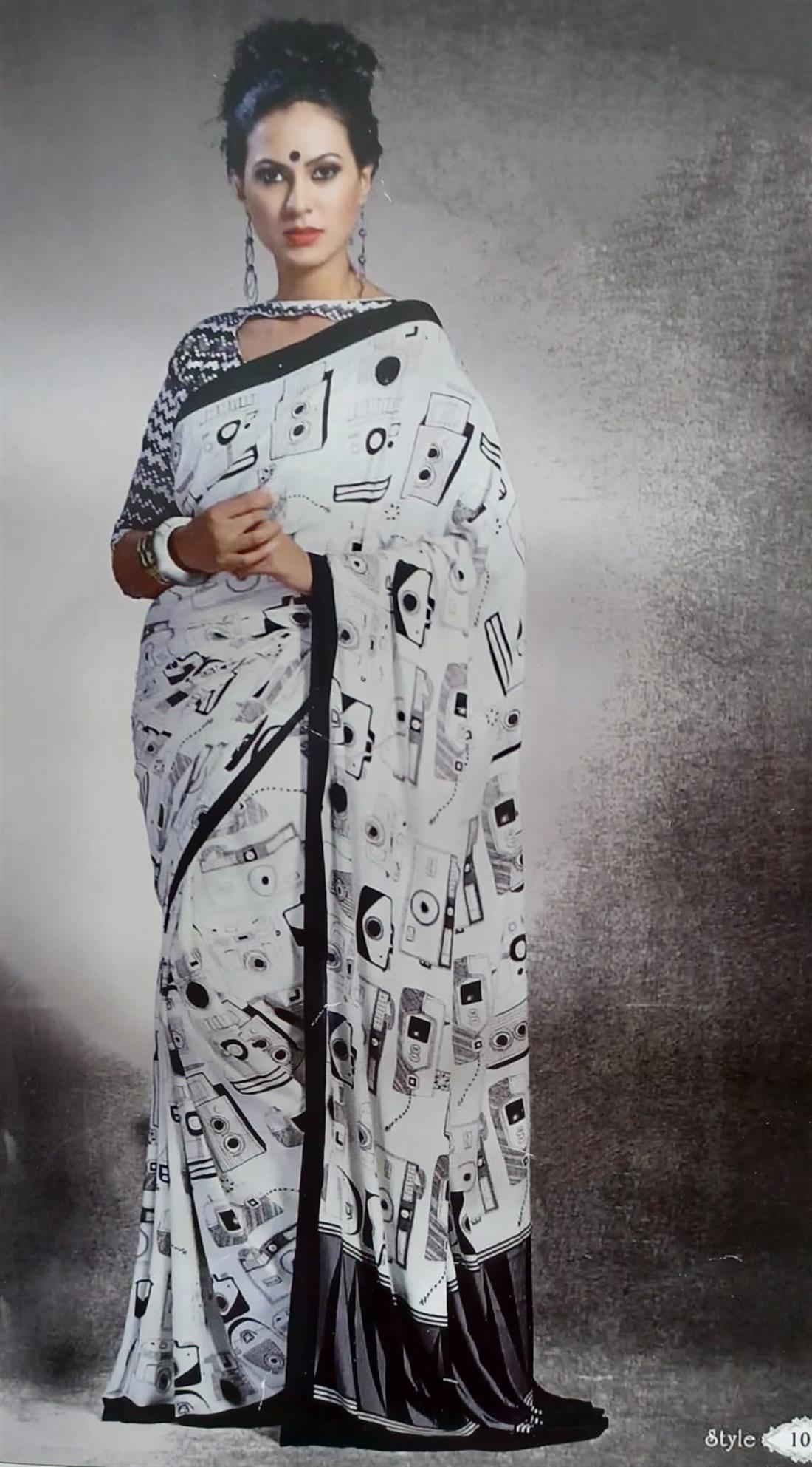 White & Black Silk Sarees
