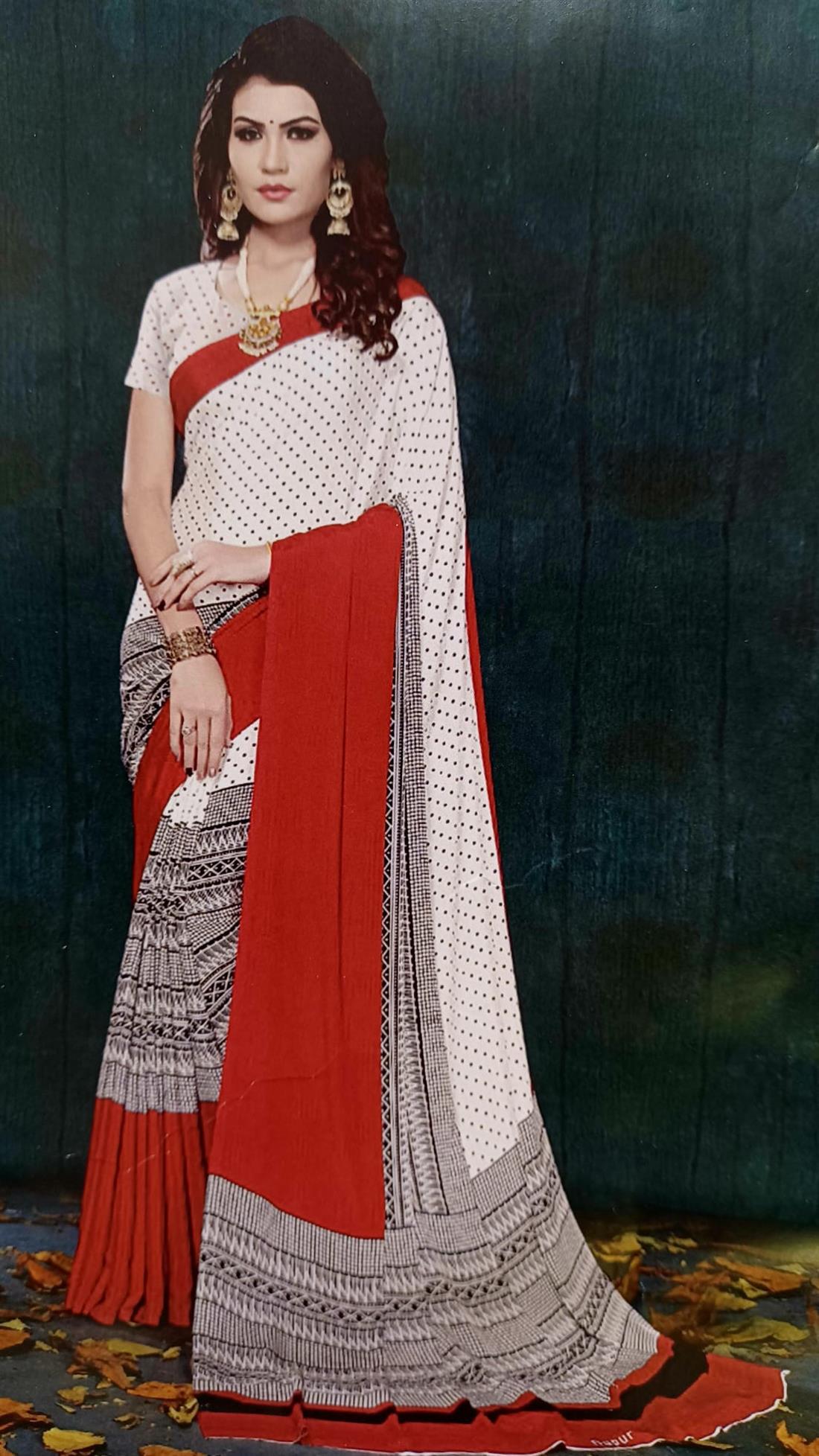 White & Red Silk Sarees